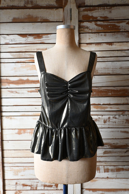 Metallic bustier top/BLACK