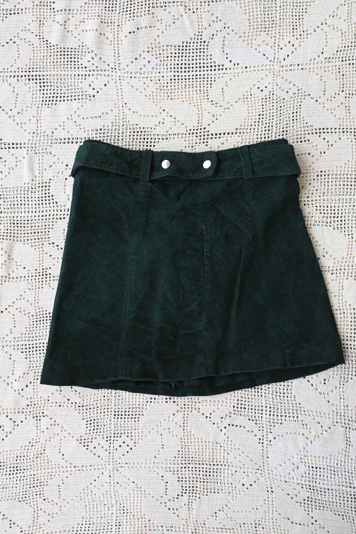 Leather mini skirt/DARK GREEN