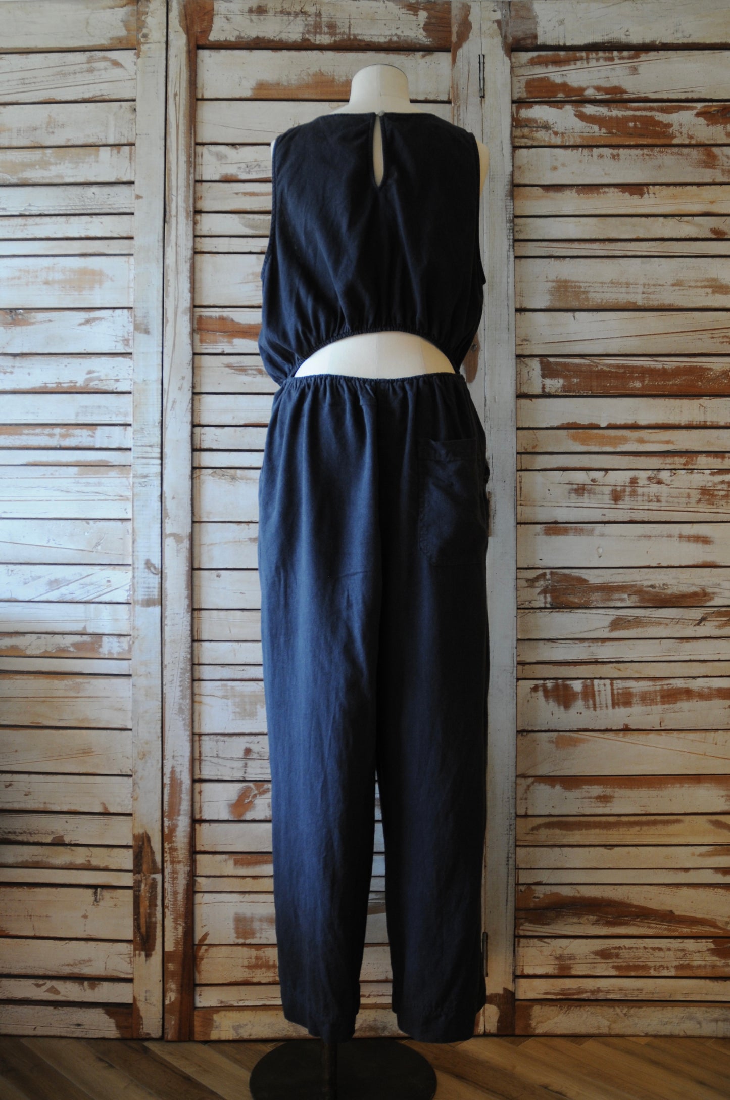 N/S linen jumpsuit/CHARCOAL