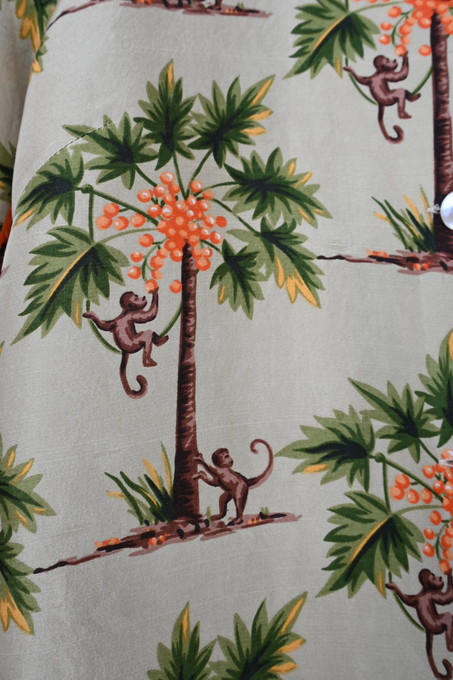 Monkey pattern silk jacket/BEIGE