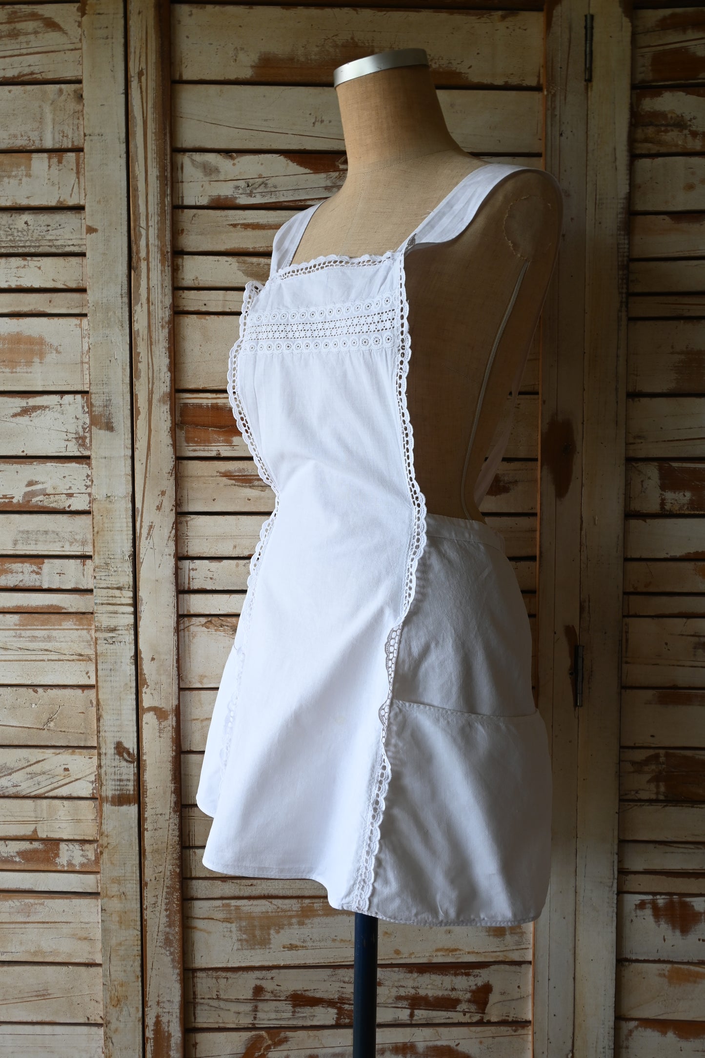EURO Cotton lace apron/WHITE