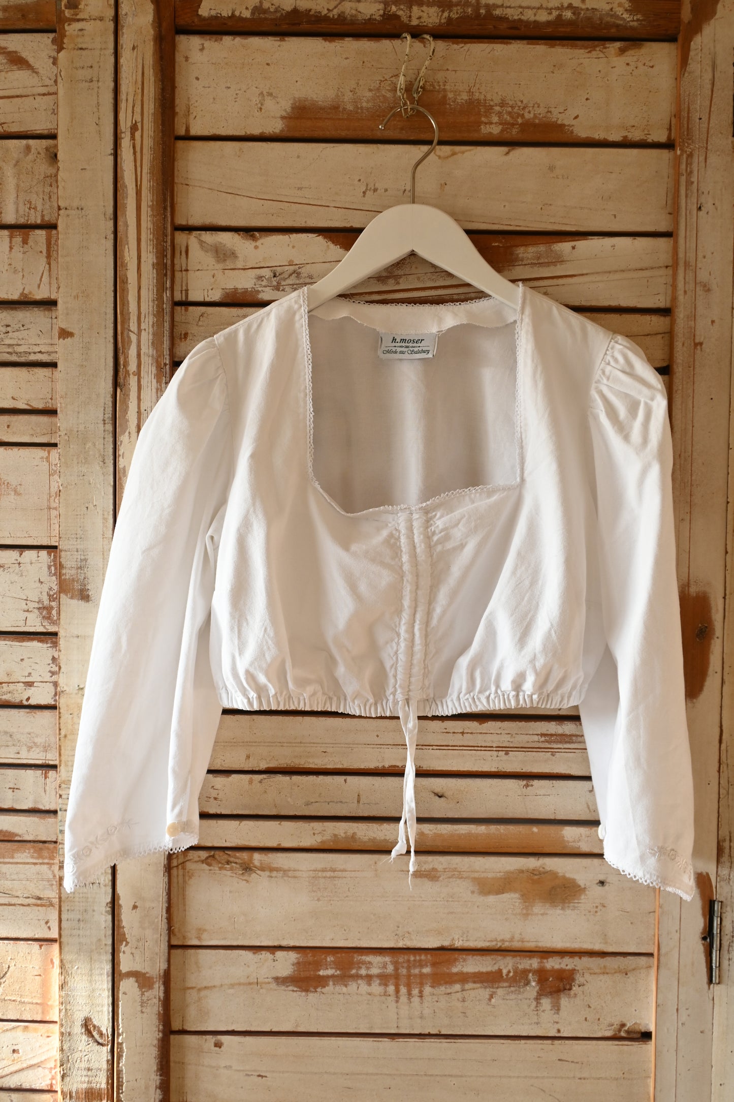 EURO Cropped shirring blouse/WHITE
