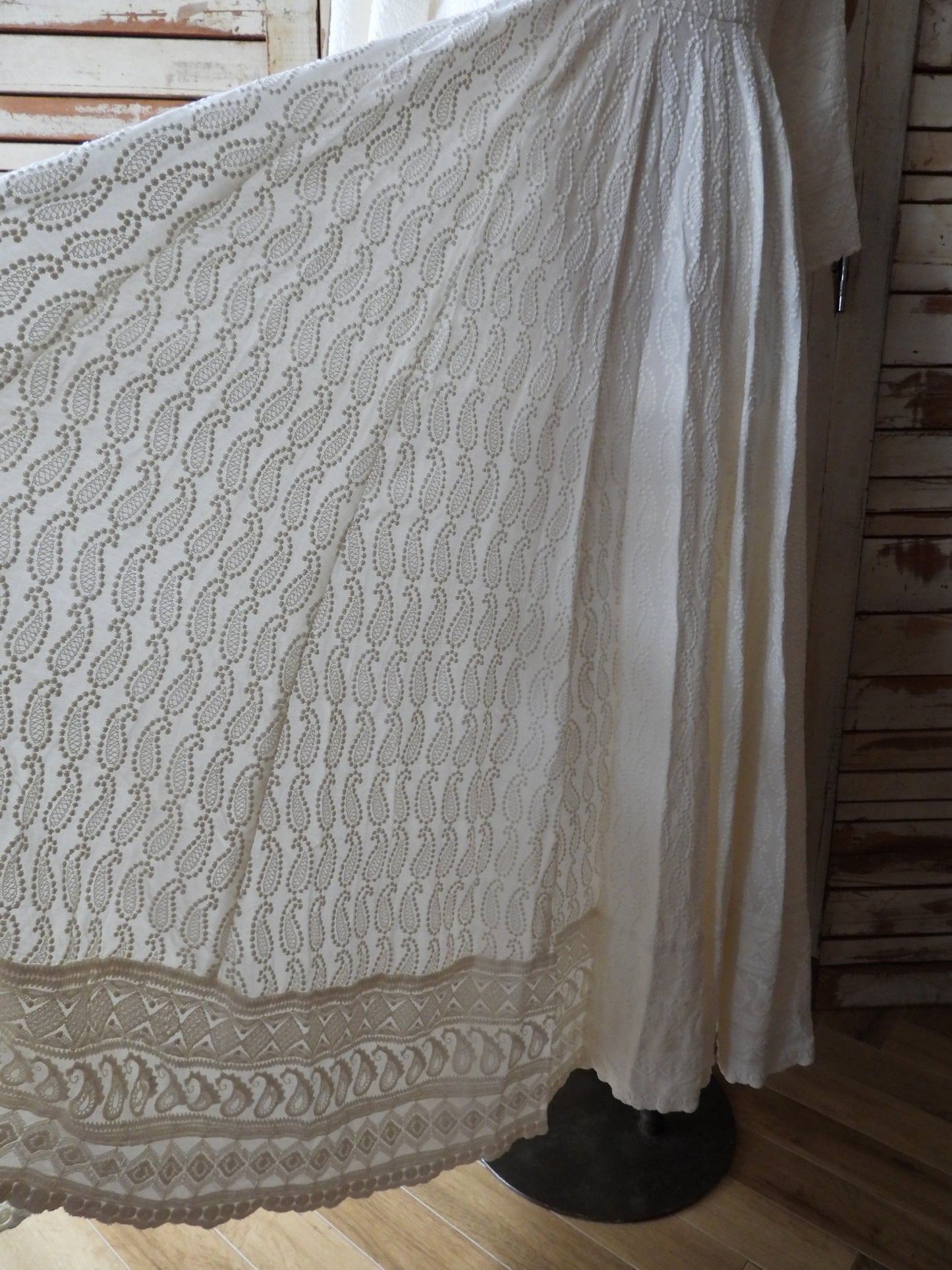 Cotton embroidery long dress/IVORY