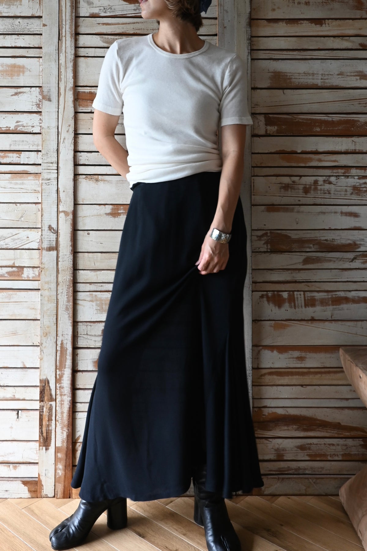 German wool underwear tee/IVORY