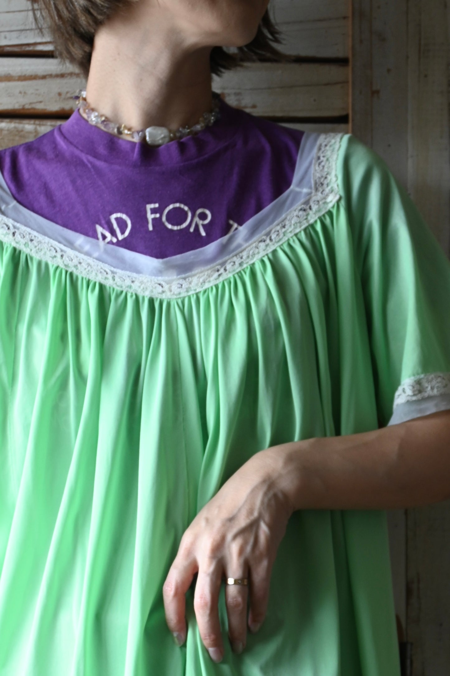'60s Lace nighty dress/GREEN