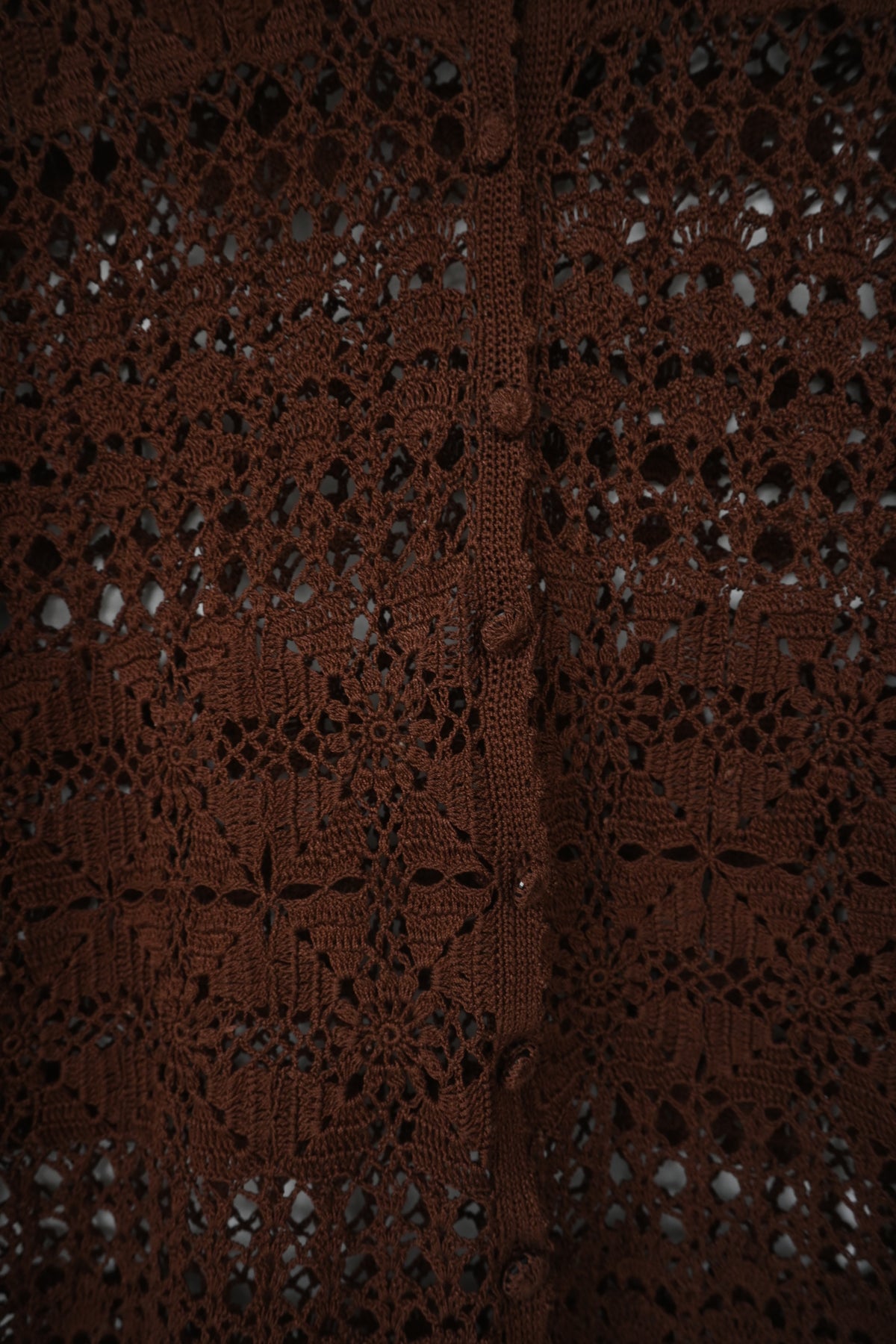 90's Floral crochet knit/BROWN