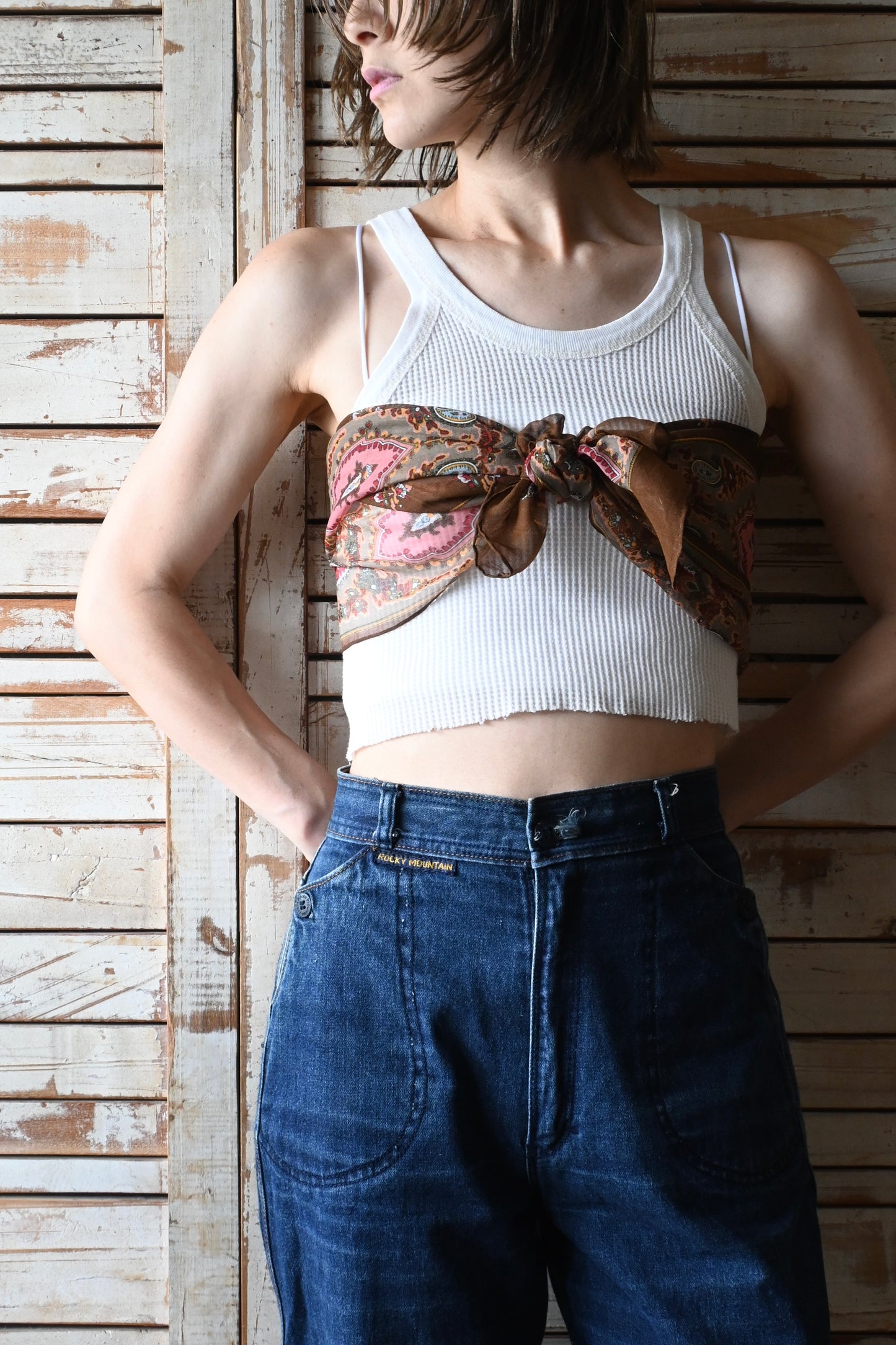 Vintage echo scarf/BROWN