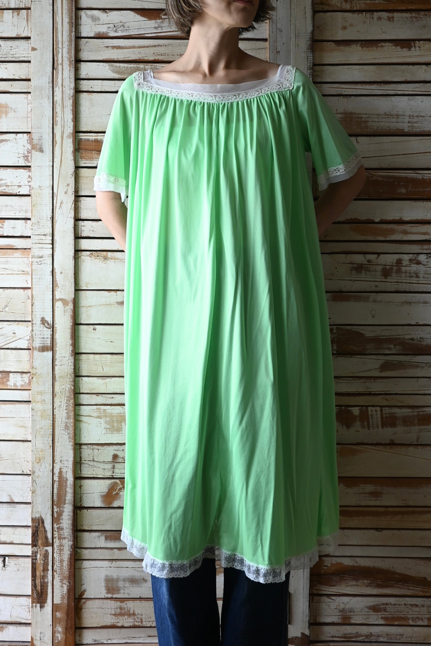 '60s Lace nighty dress/GREEN
