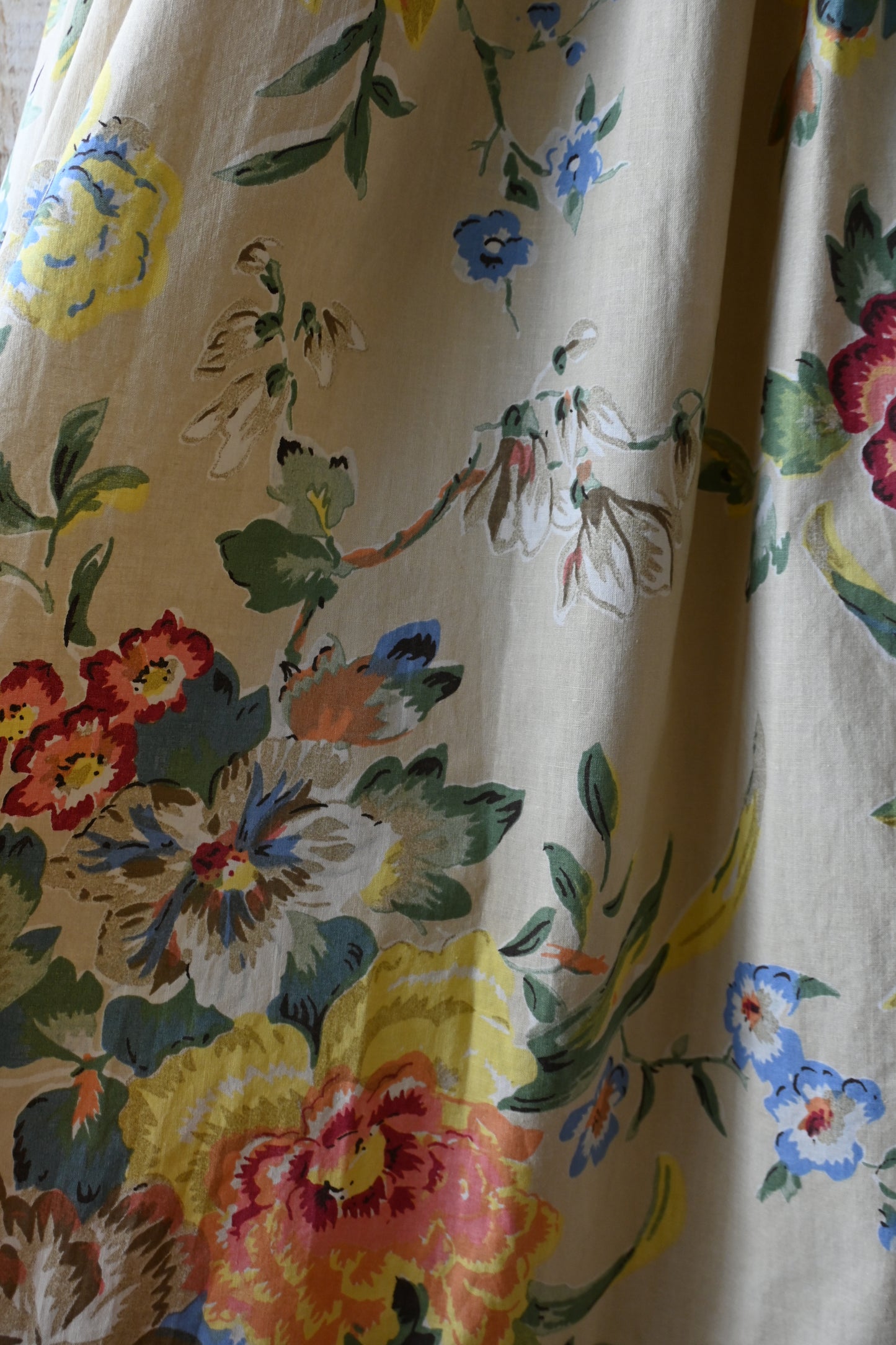 70's Flower pattern dress/BEIGE