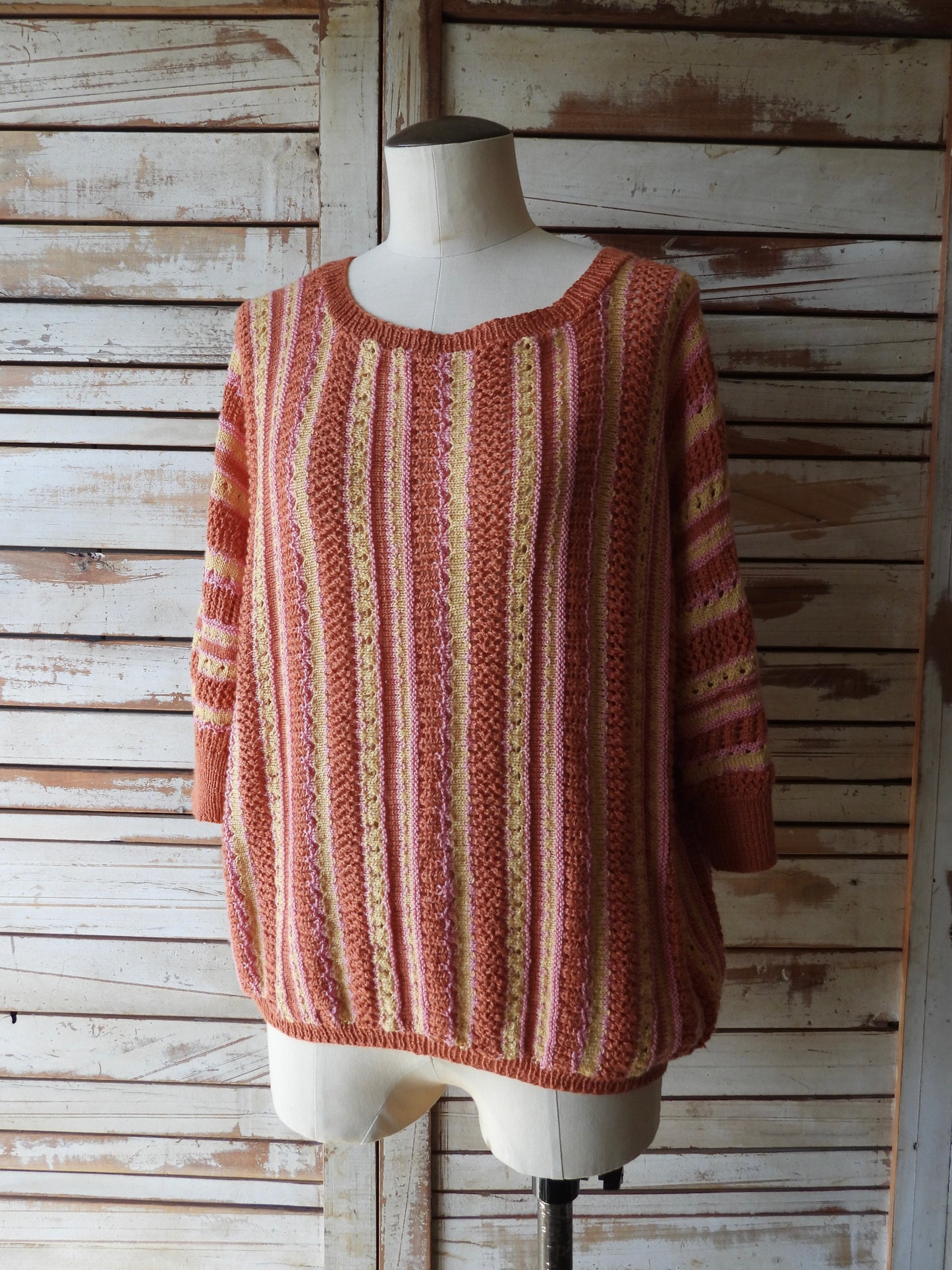 Multi stripe hand knit/MULTI