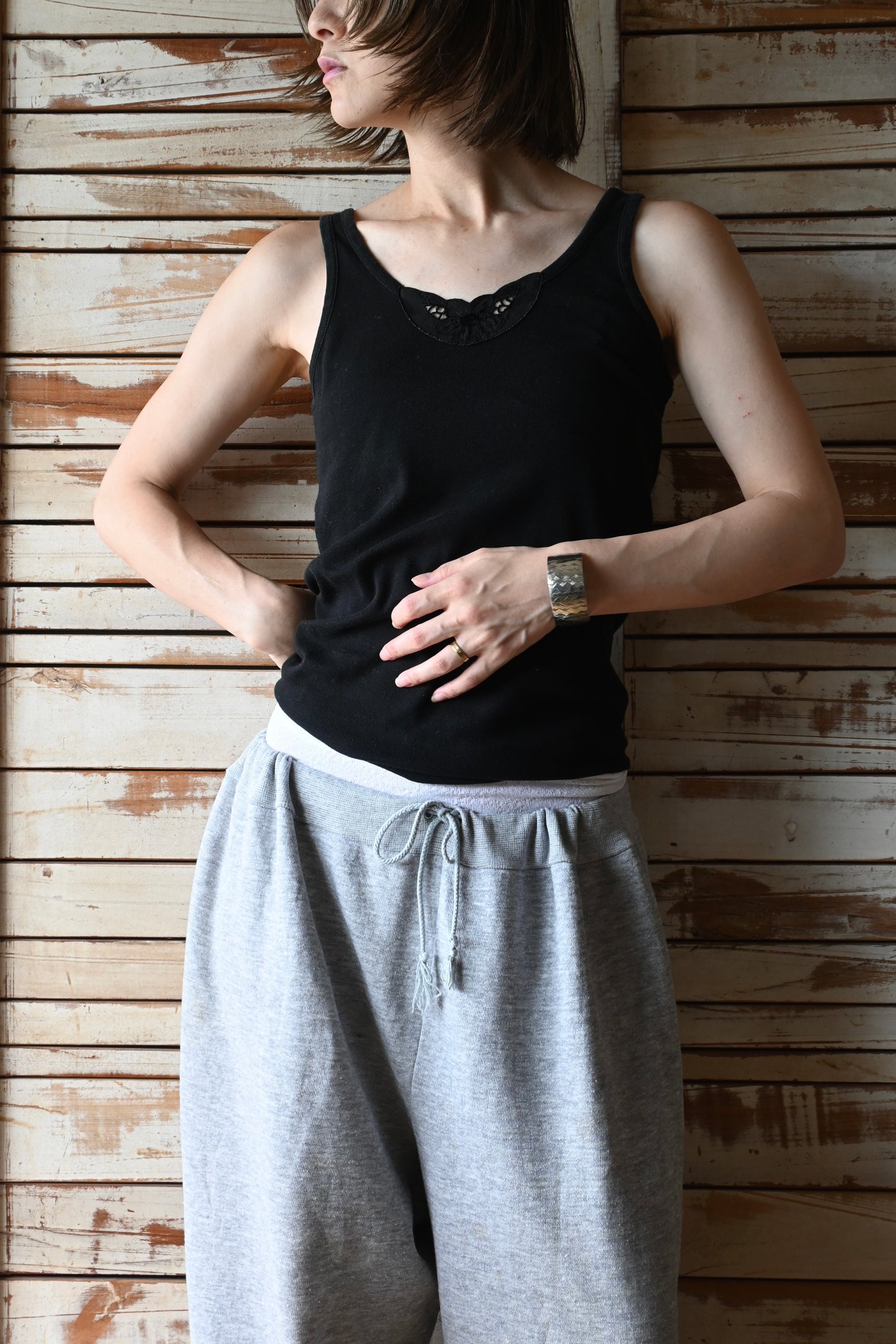 EURO Cotton underwear top/BLACK