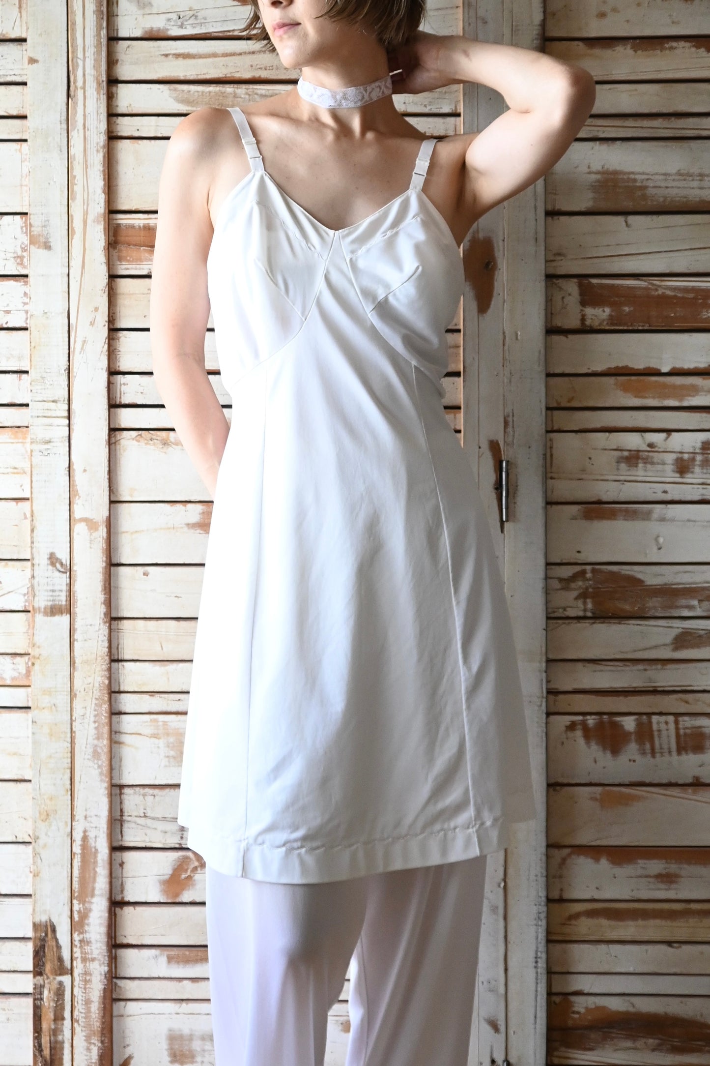 70's Slip dress/WHITE