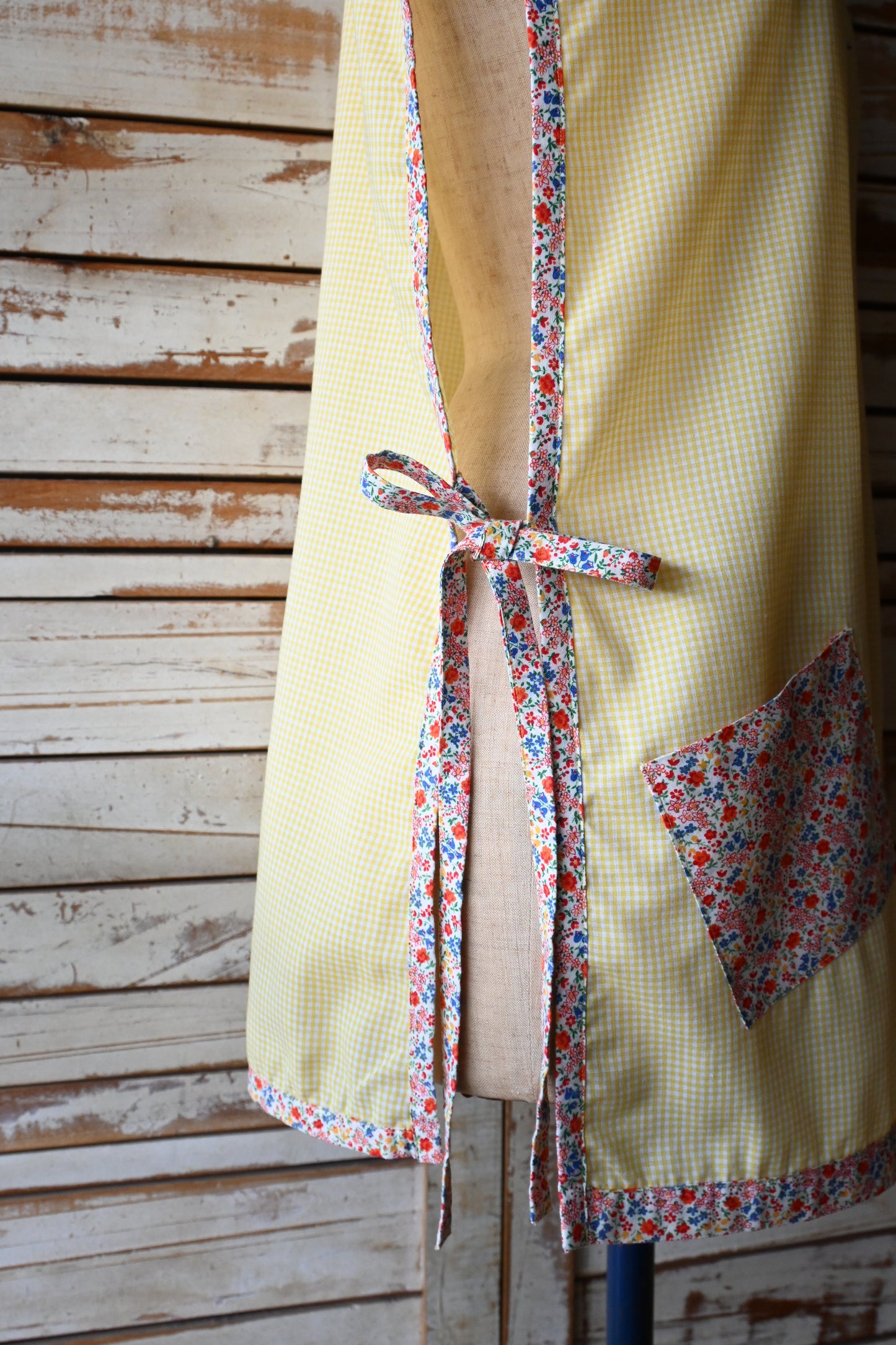 Flower smock apron/YELLOW