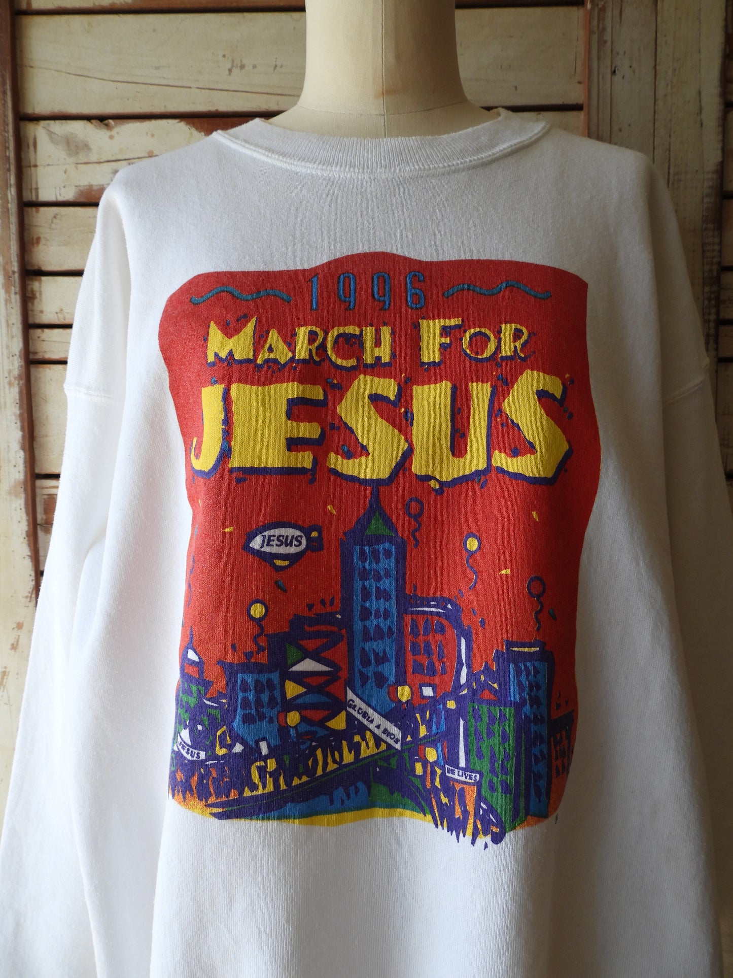 90's MARCH FOR JESUS Sweat shirt/WHITE