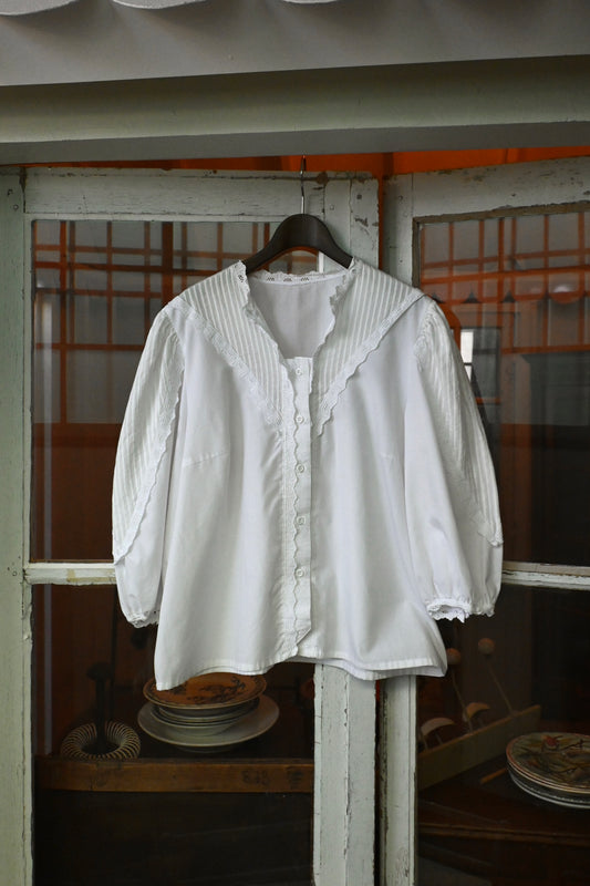 EURO Cutwork lace blouse/WHITE