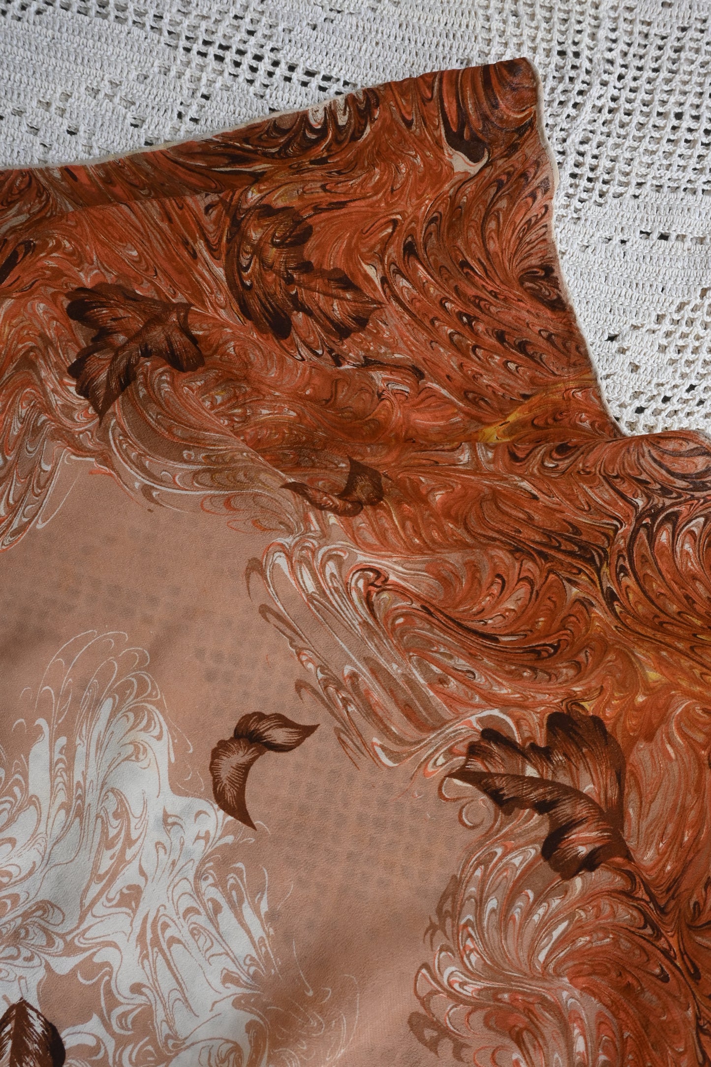 Vintage silk scarf/BROWN