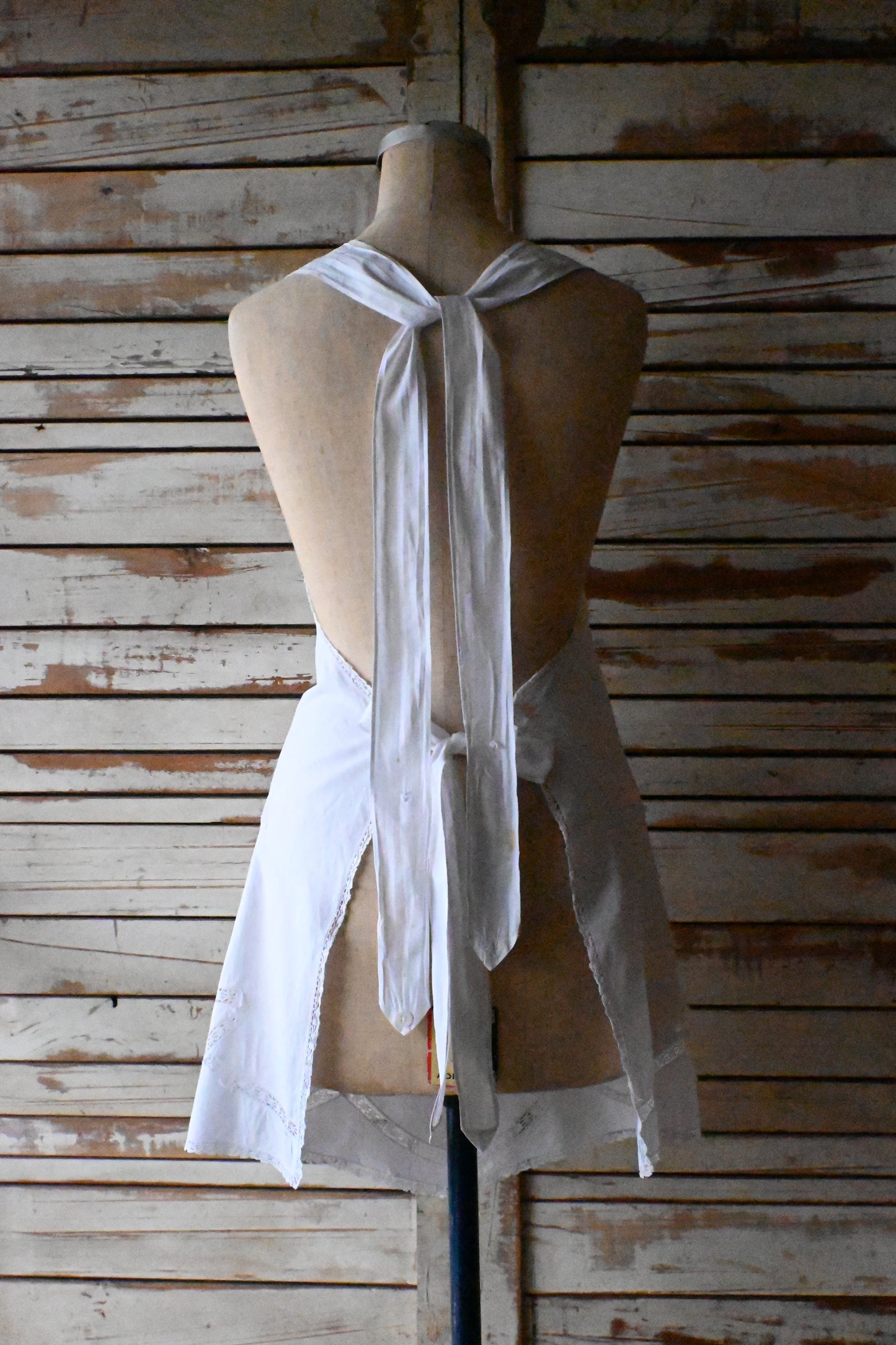EURO Vintage cotton apron/WHITE