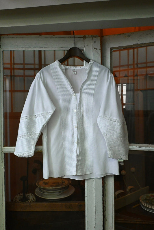 EURO Cutwork lace blouse/WHITE