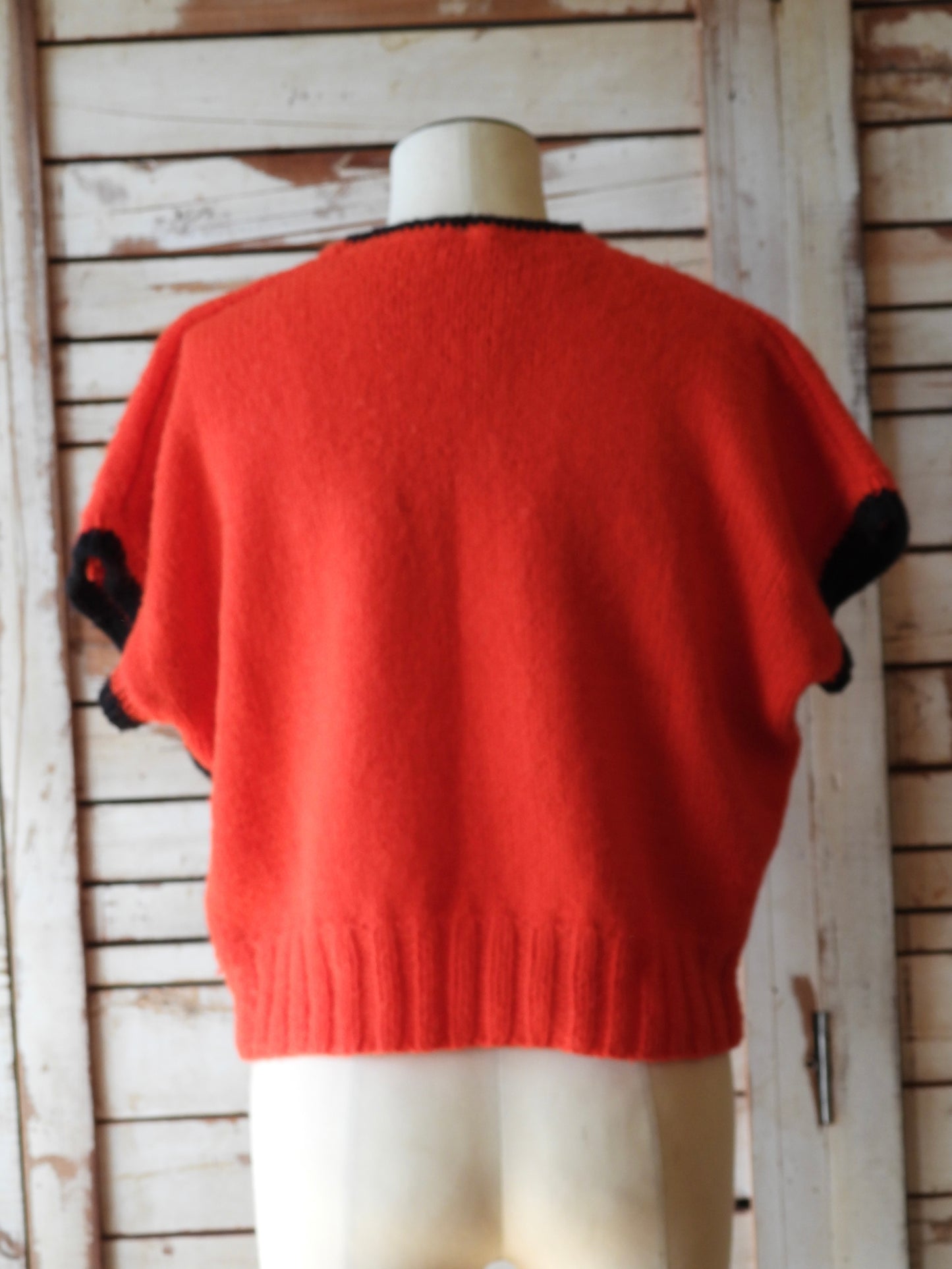 2Tone S/S hand knit top/RED