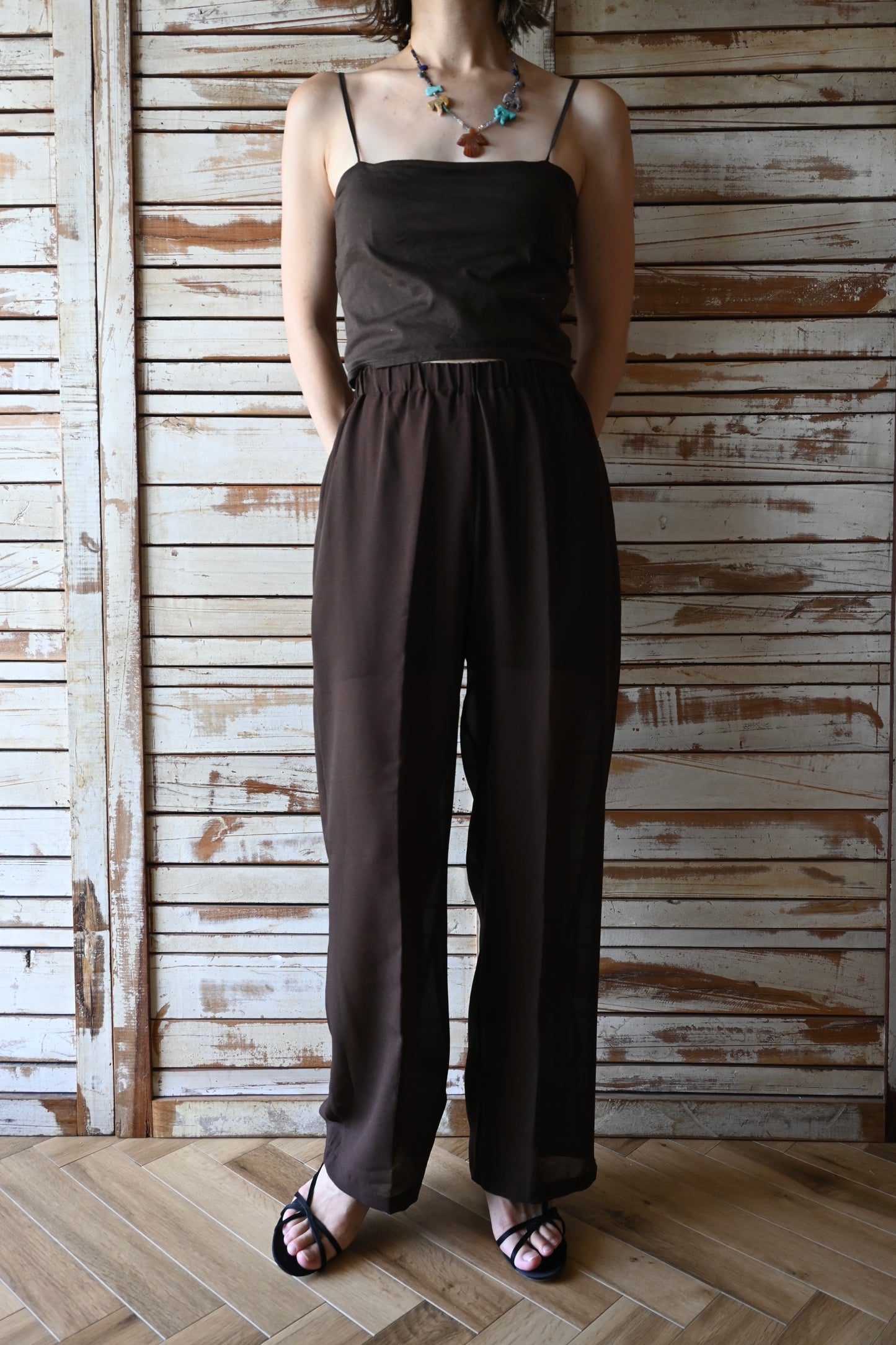 Sheer pants/BROWN