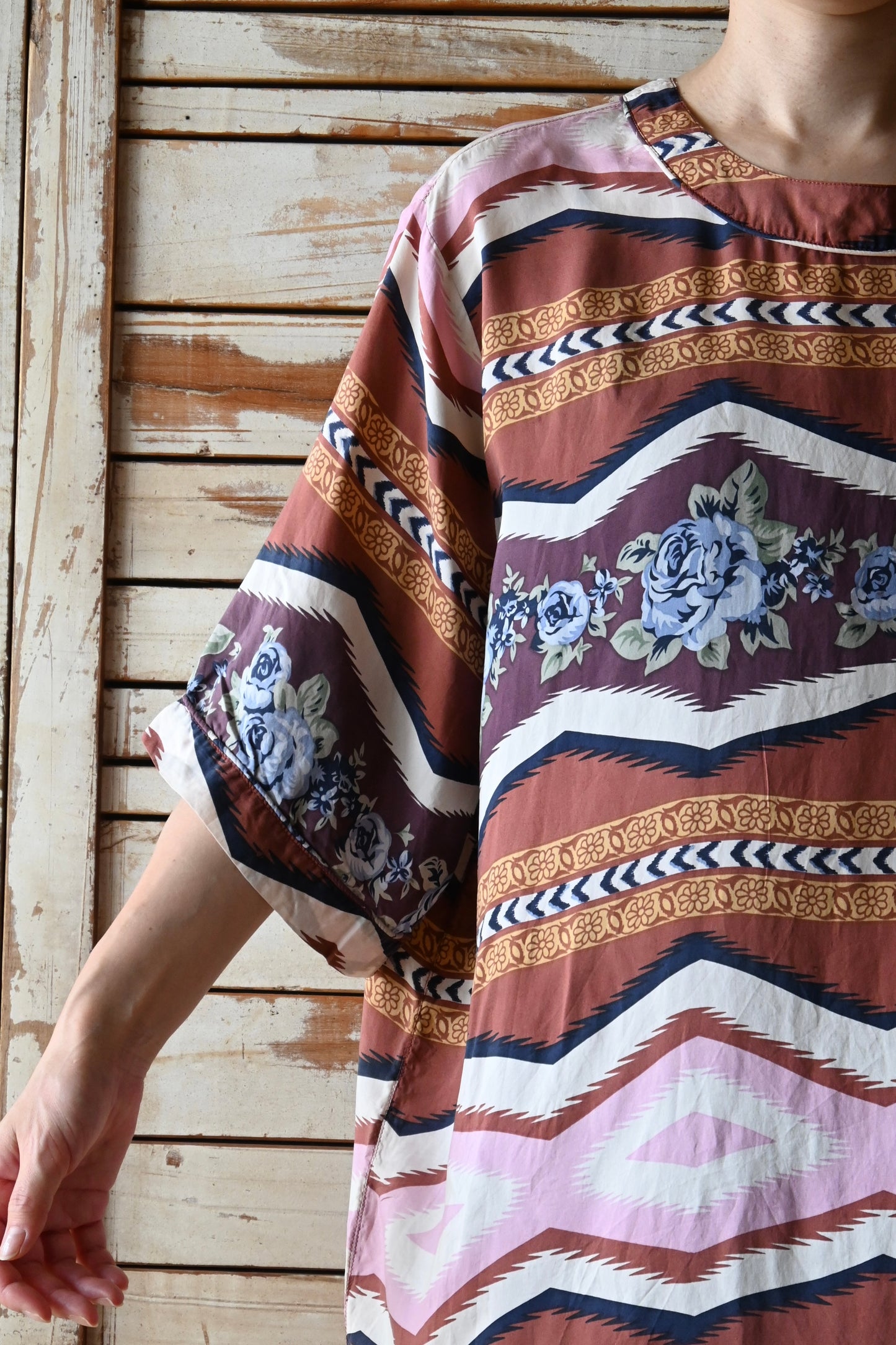 "YESSICA" Silk pattern dress/BROWN