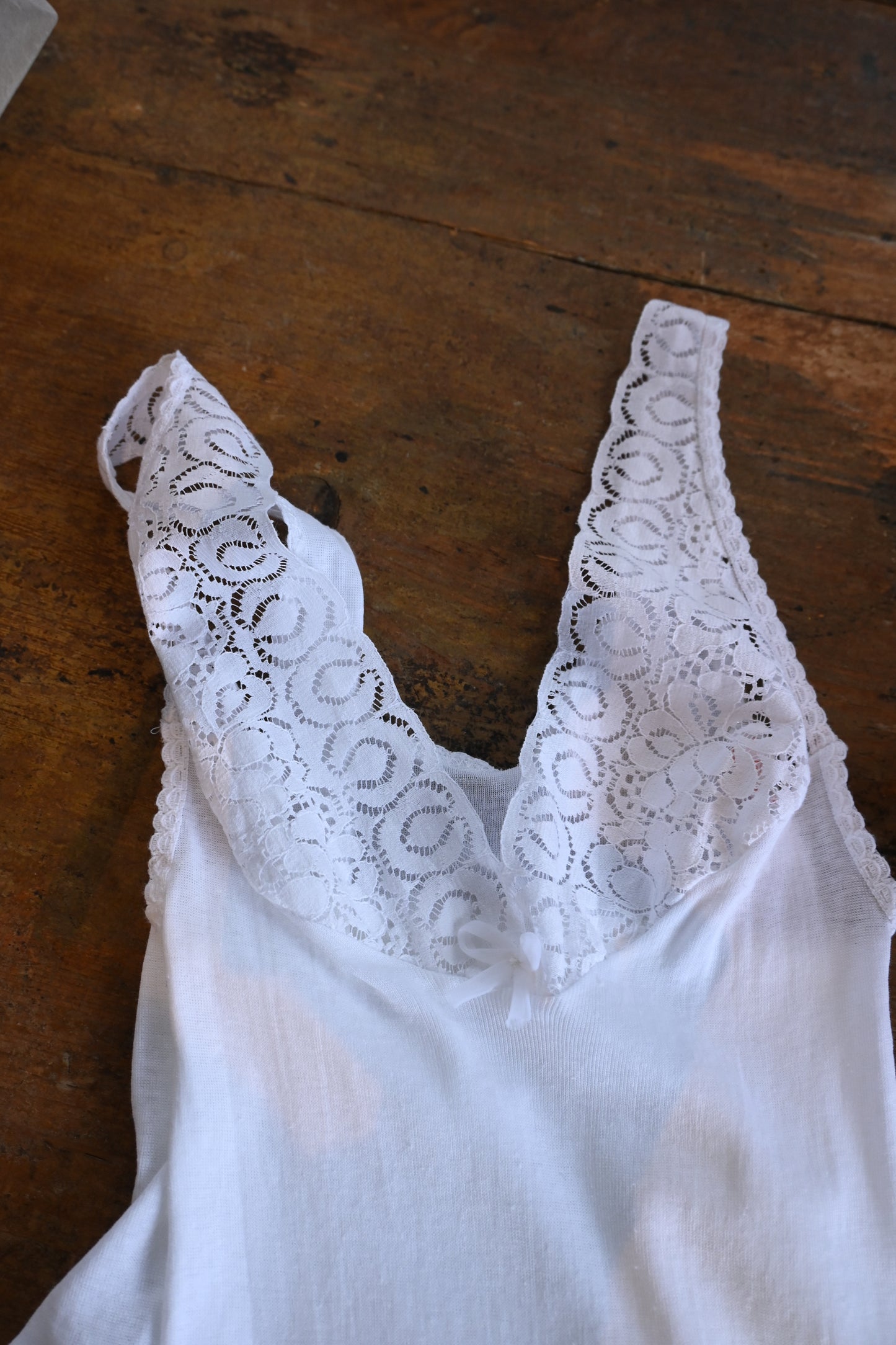 EURO Cotton lace camisole/WHITE