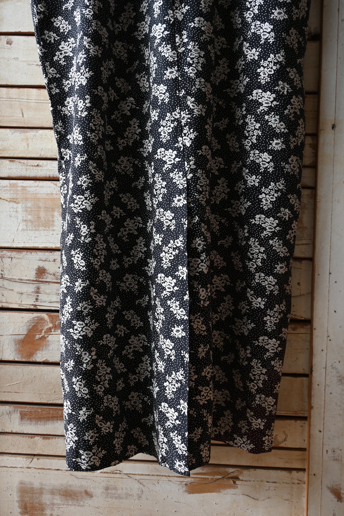 80's Flower pattern dress/BLACK