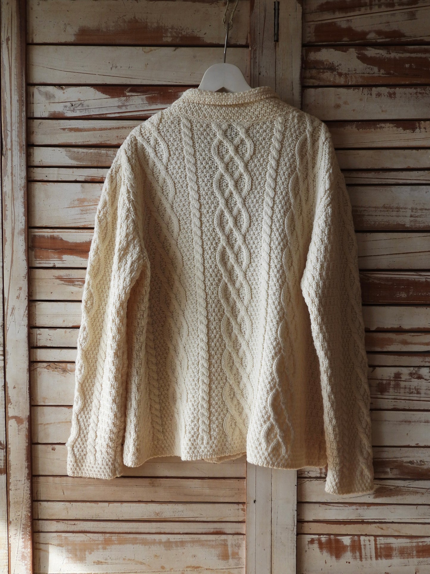 '80s Aran knit cardigan/IVORY/PAUL JAMES