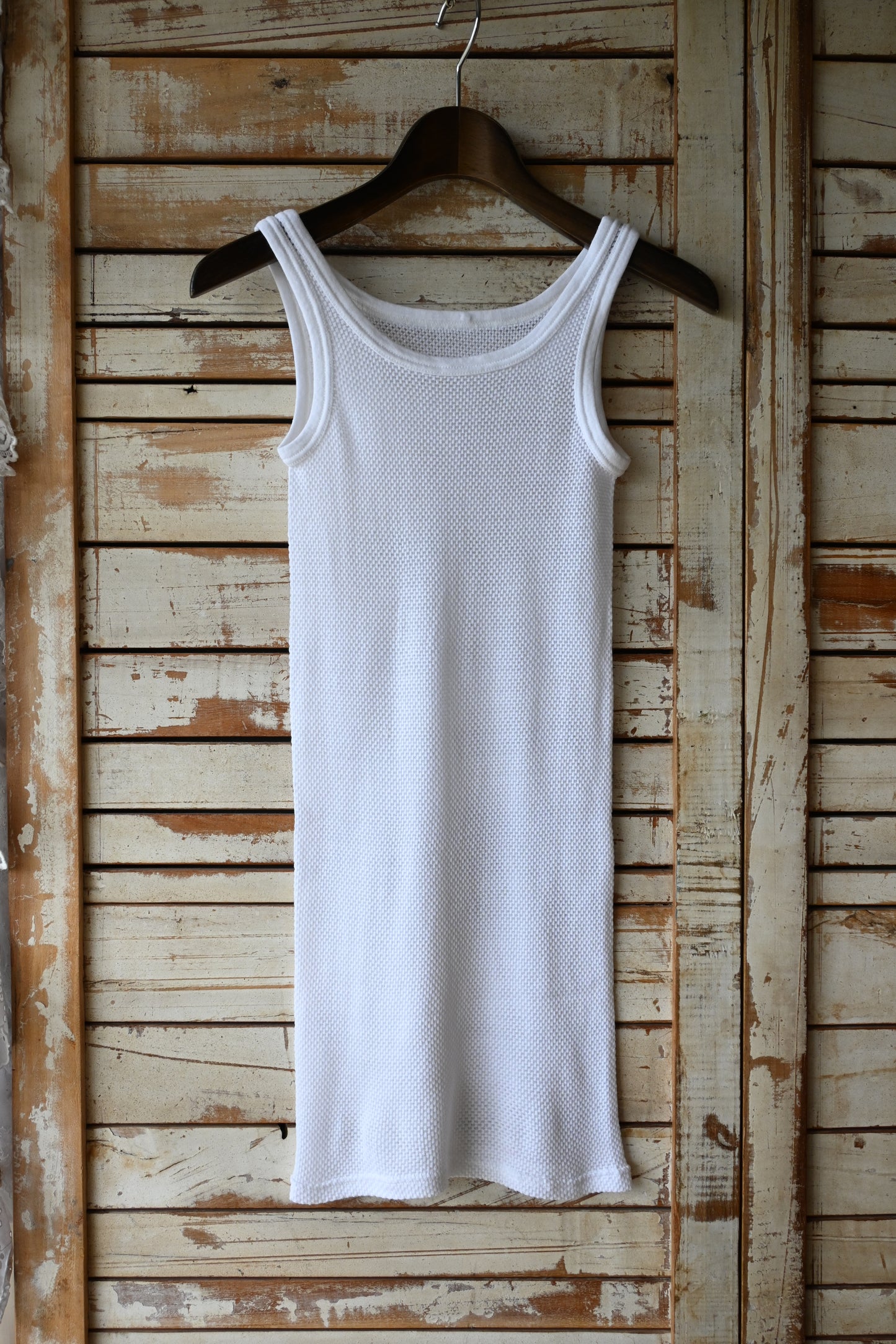 Cotton mesh tank top/WHITE