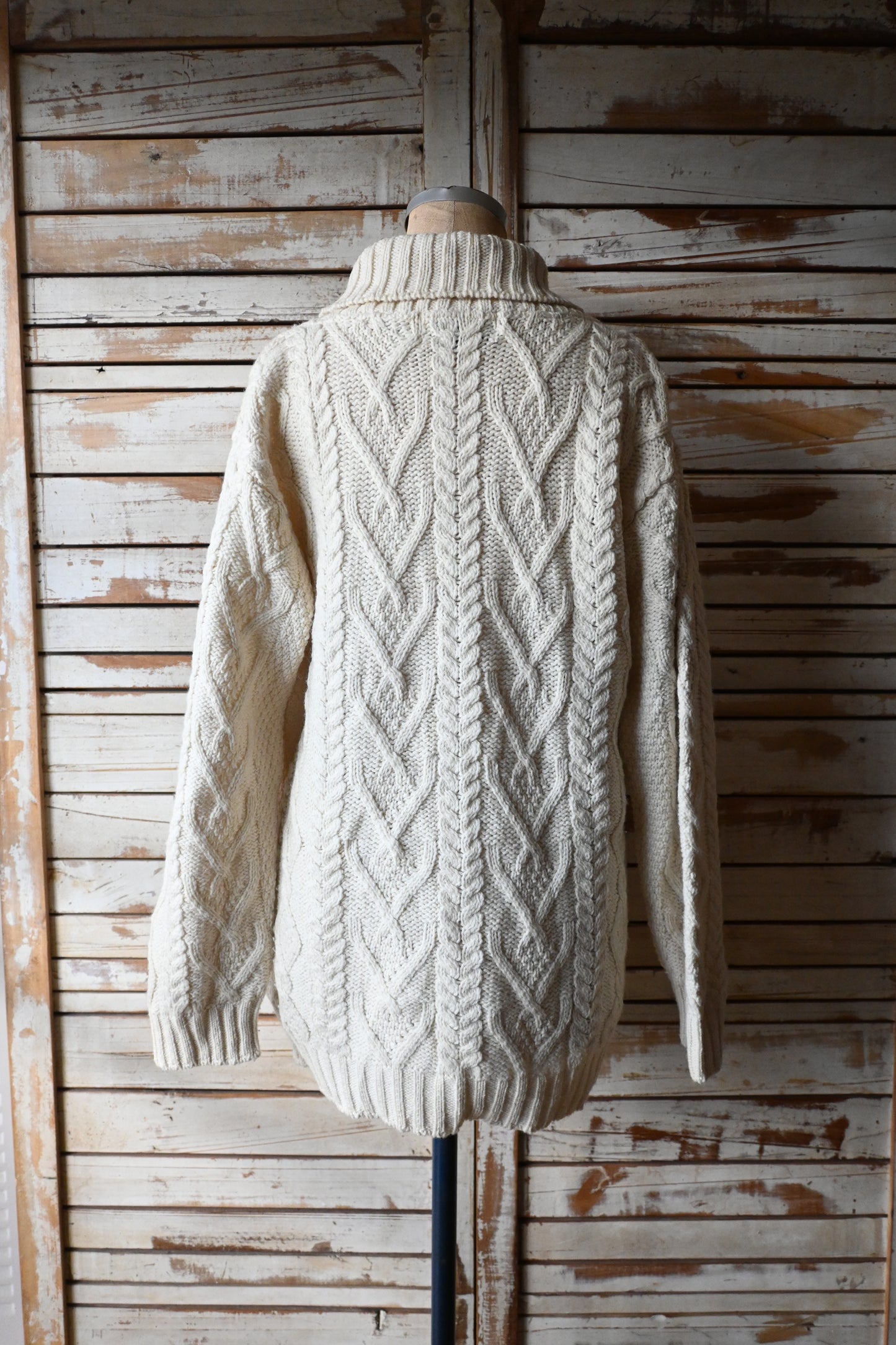 Aran knit sweater/IVORY