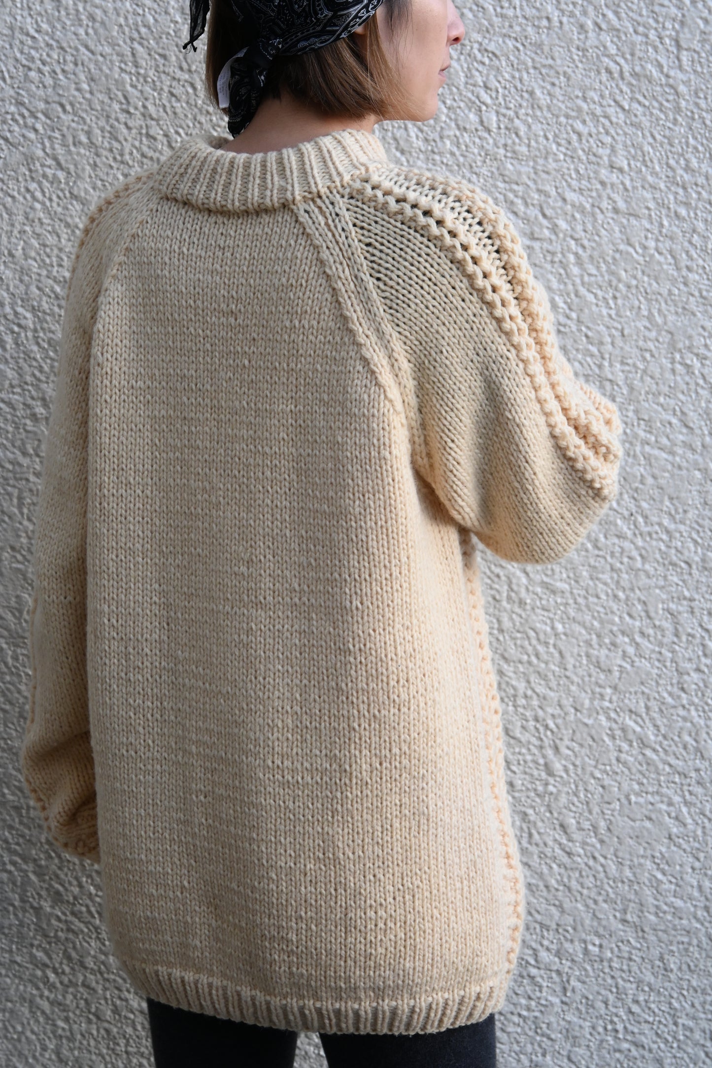 Aran knit sweater/IVORY