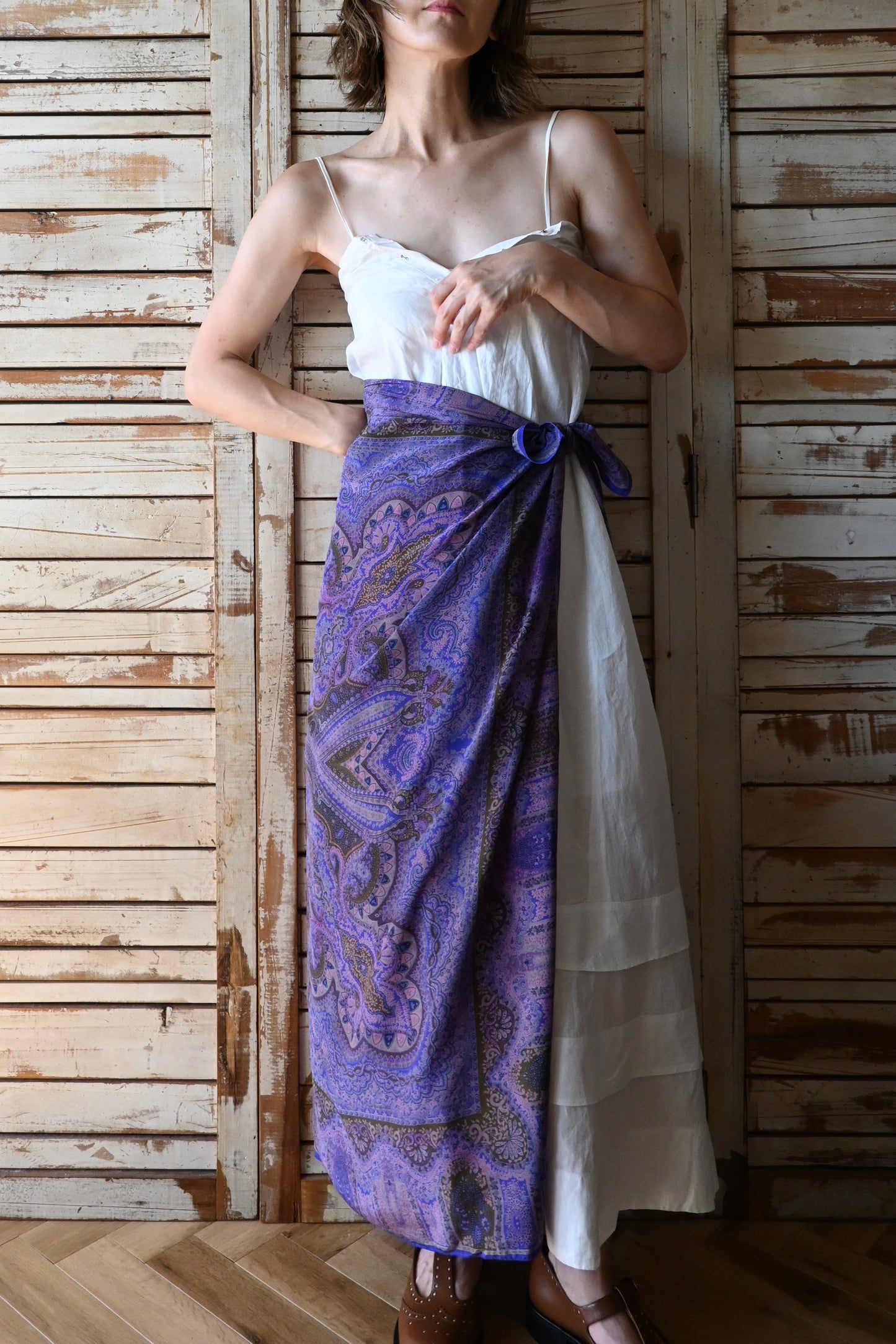 Vintage paisley scarf/PURPLE