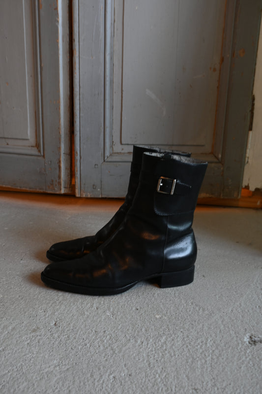 "Lauren Ralph Lauren" leather boots/BLACK