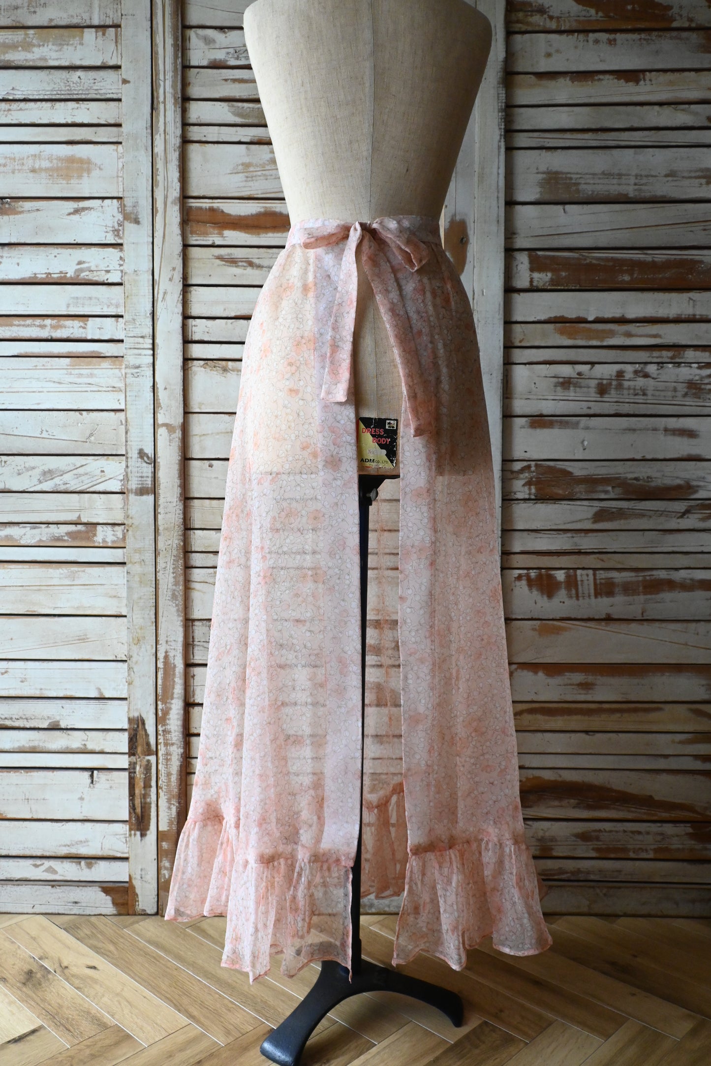 Floral sheer apron/PINK