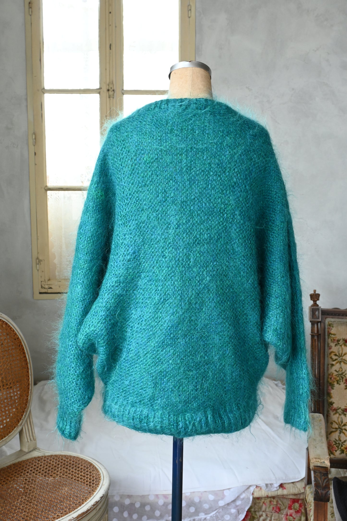 Mohair knit sweater/GREEN