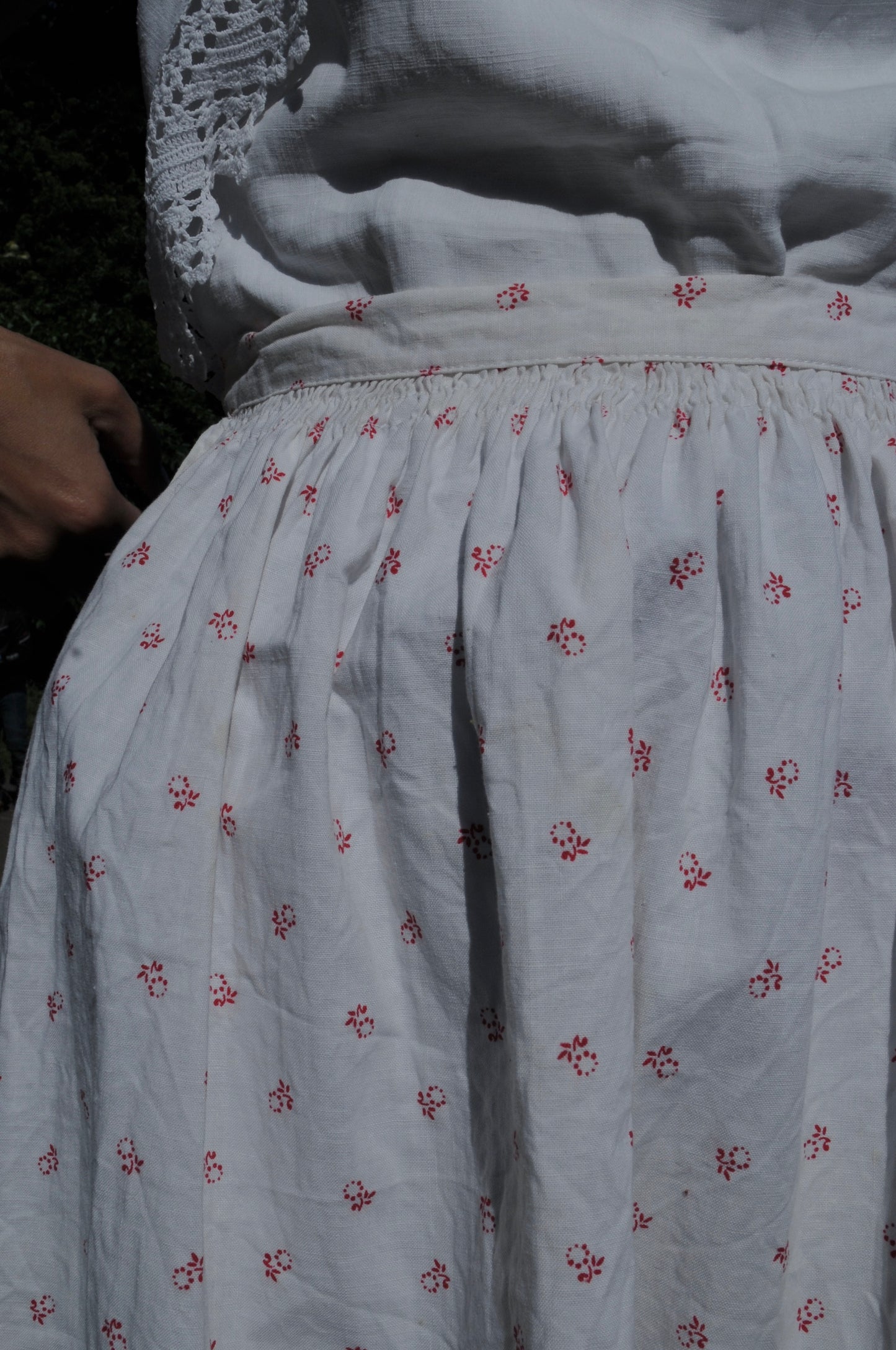 Vintage cotton apron/WHITE