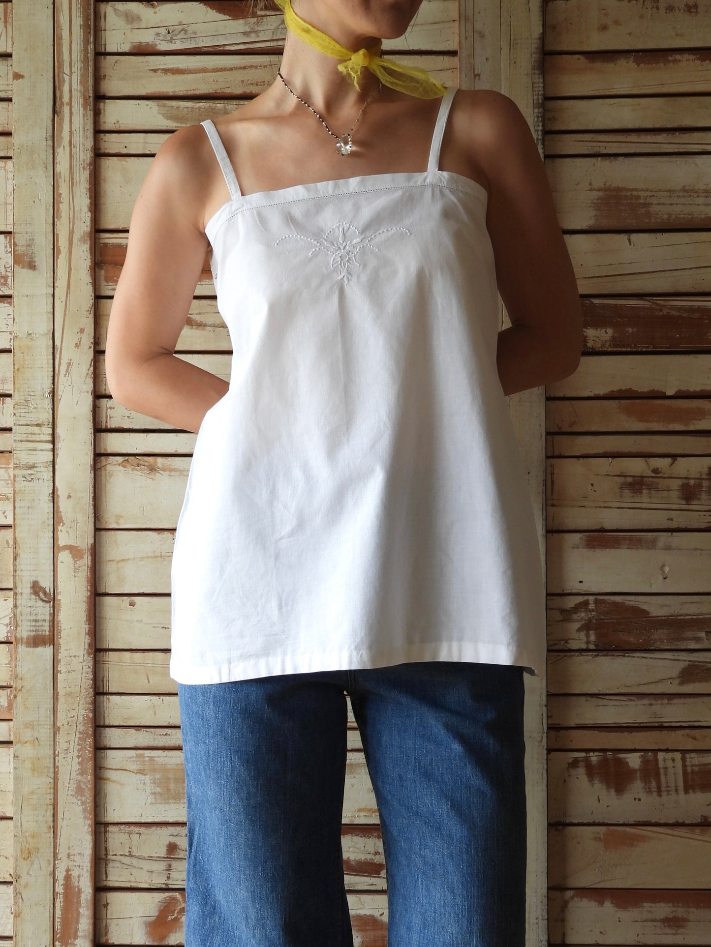 French embroidery camisole/WHITE