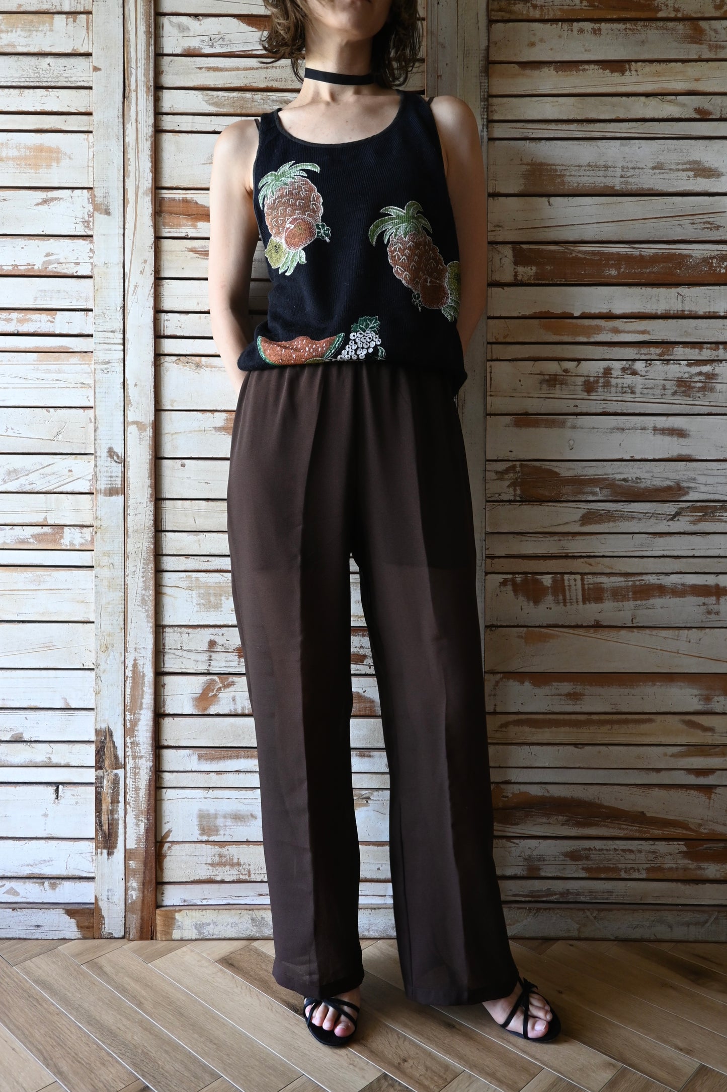 Sheer pants/BROWN