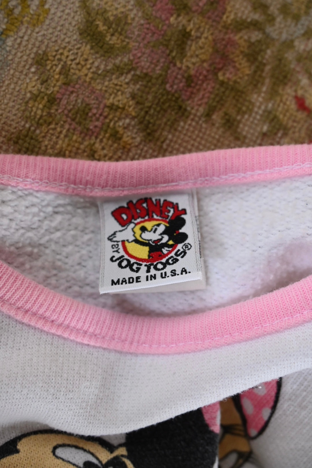 80's Kid's disney sweat shirt/WHITE×PINK