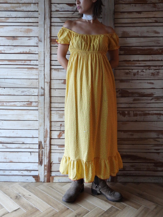 70's Flower 2way dress/YELLOW