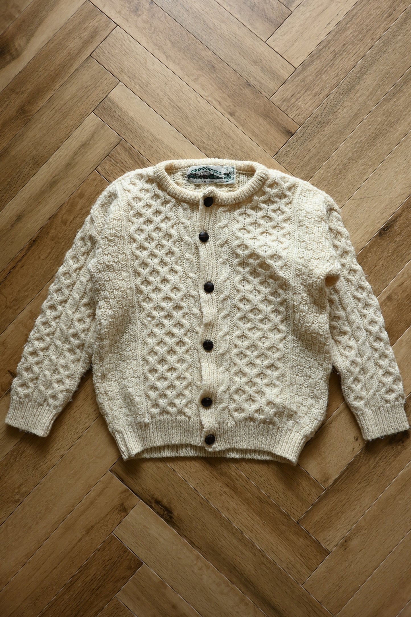 Aran knit cardigan/IVORY