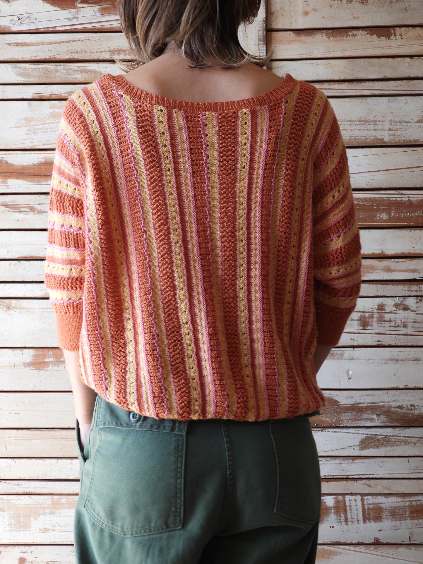 Multi stripe hand knit/MULTI