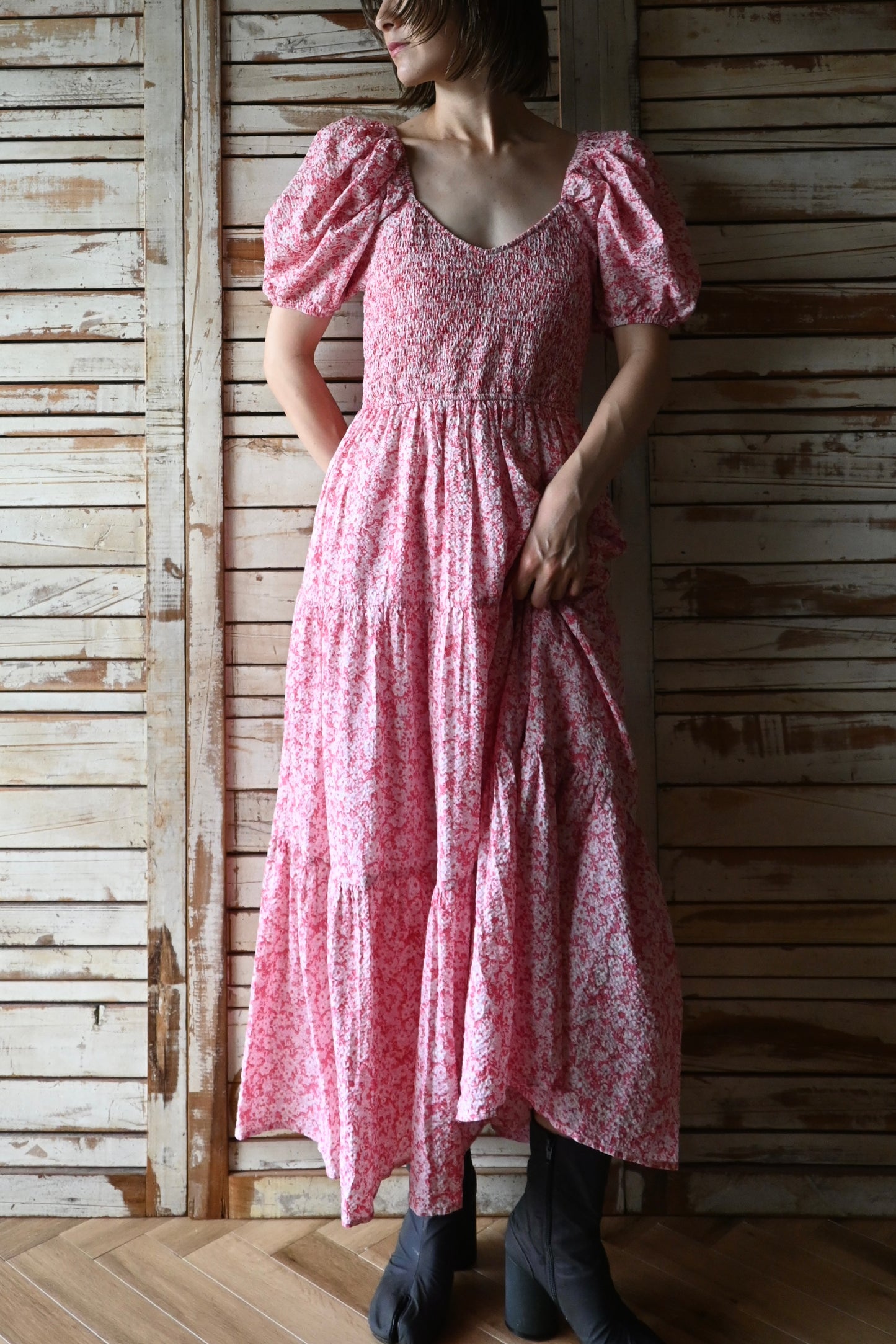 Flower pattern dress/PINK