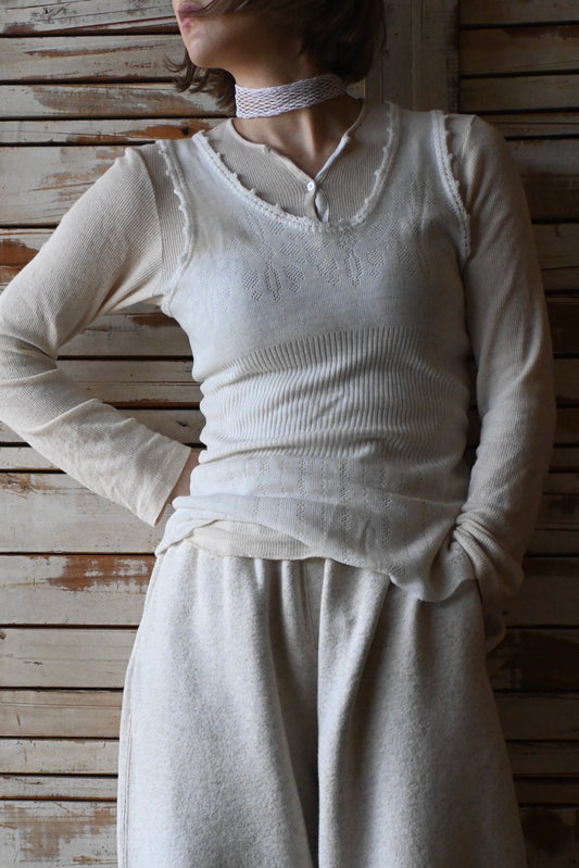 Frill knit camisole/IVORY