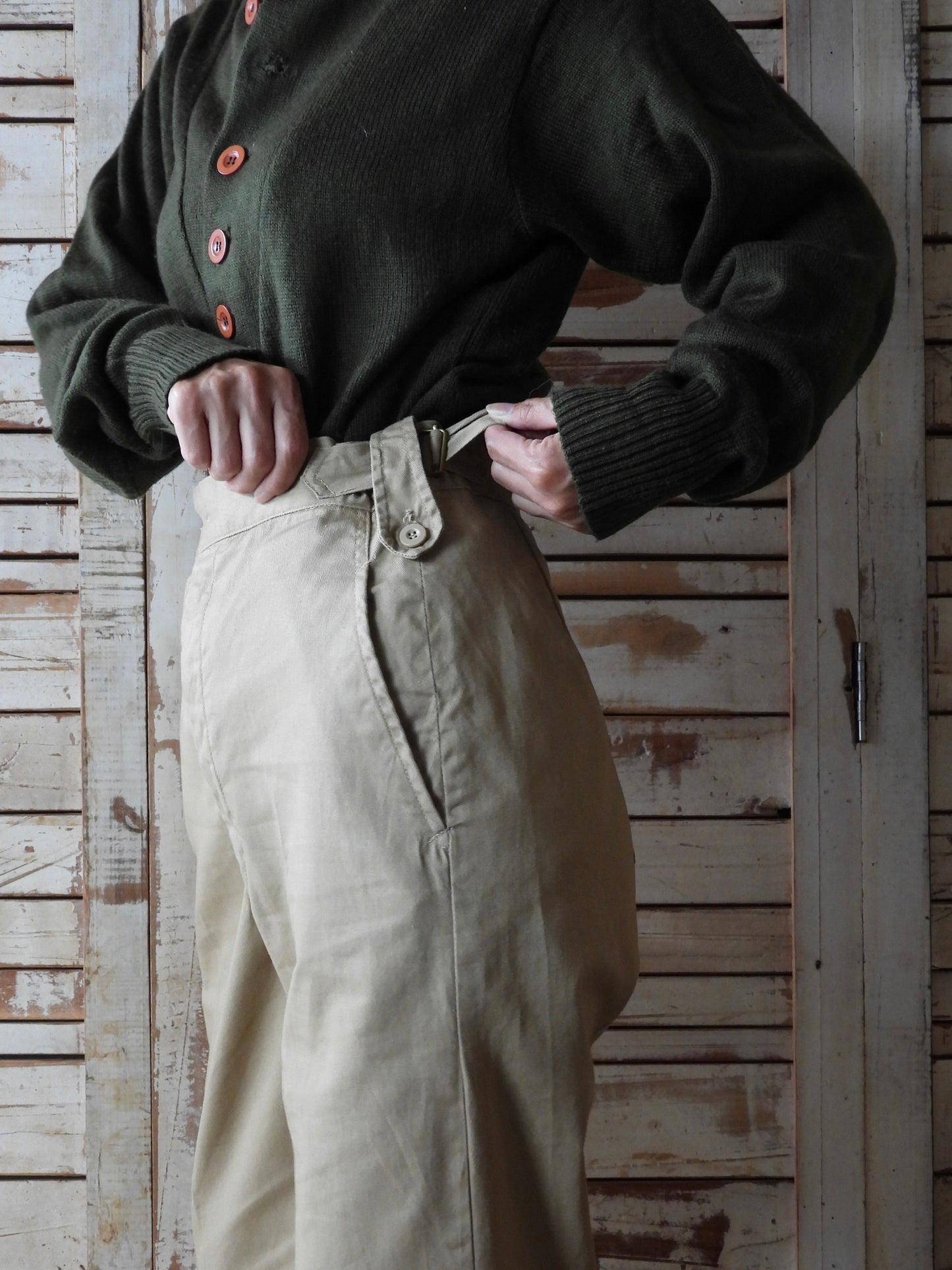 "DEAD STOCK" 80's Pakistan army chino pants/BEIGE