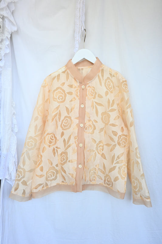 See through design blouse/BEIGE