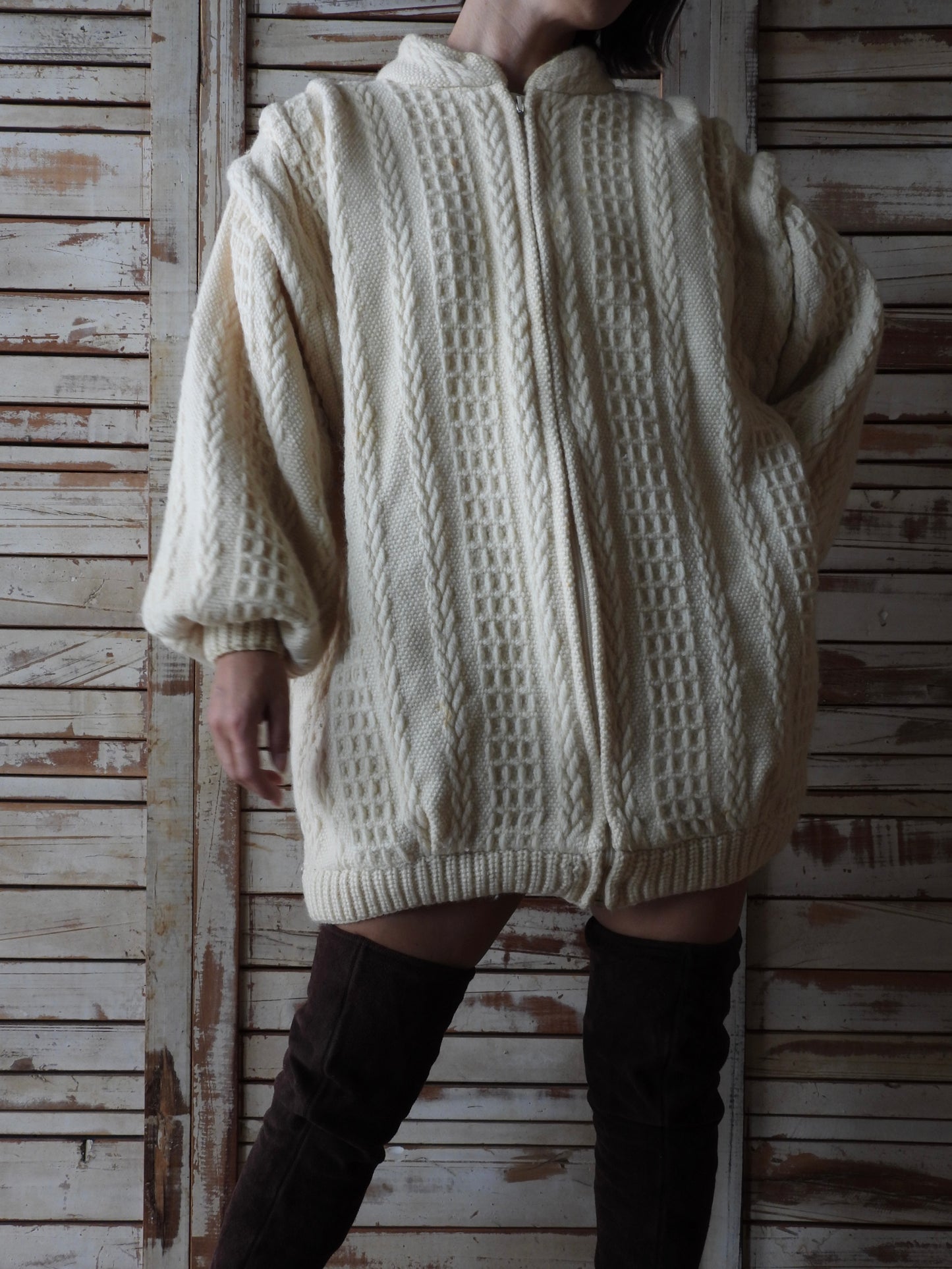 Wool Knit big jacket/IVORY