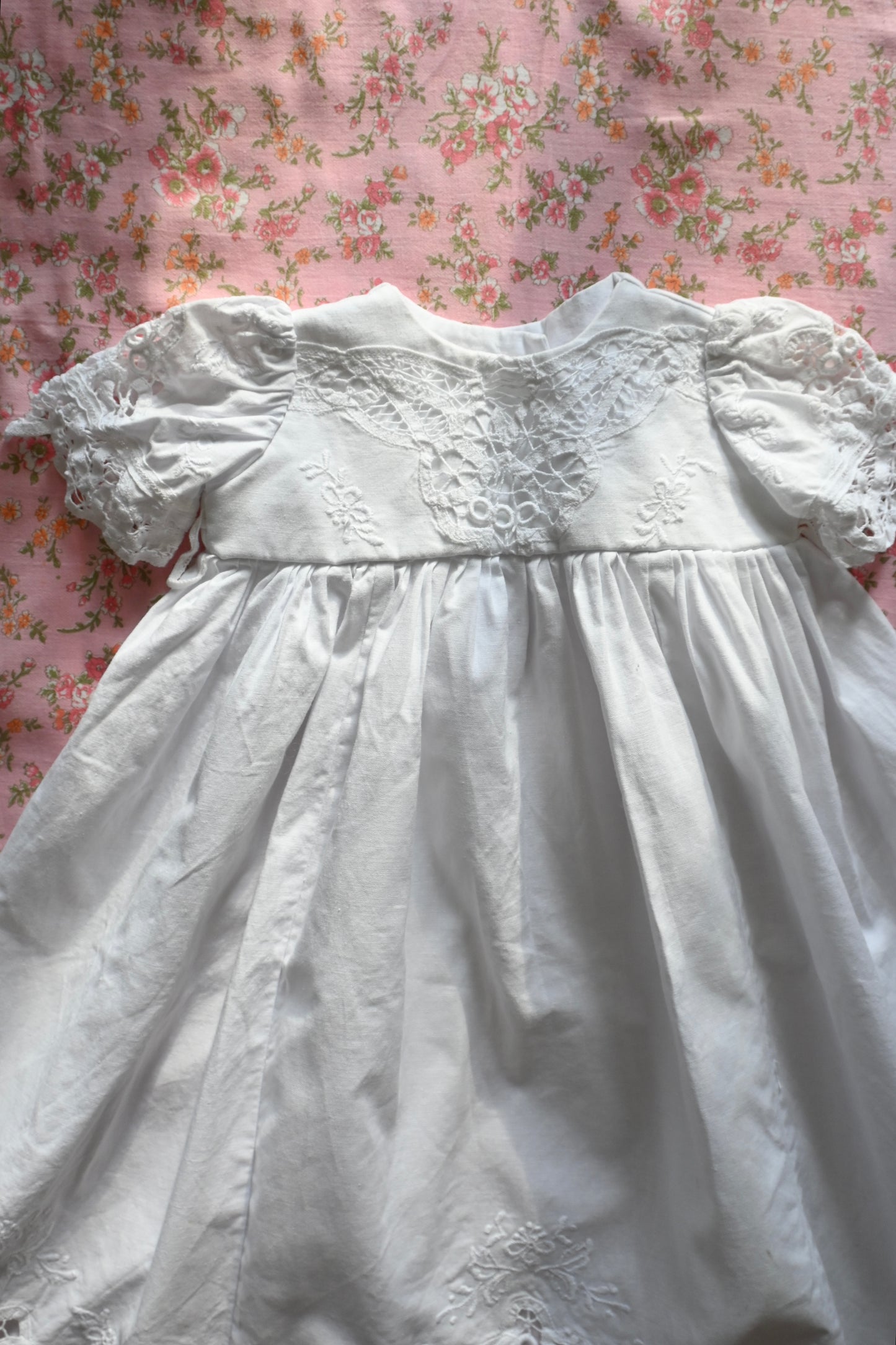BABY Cotton lace dress/WHITE