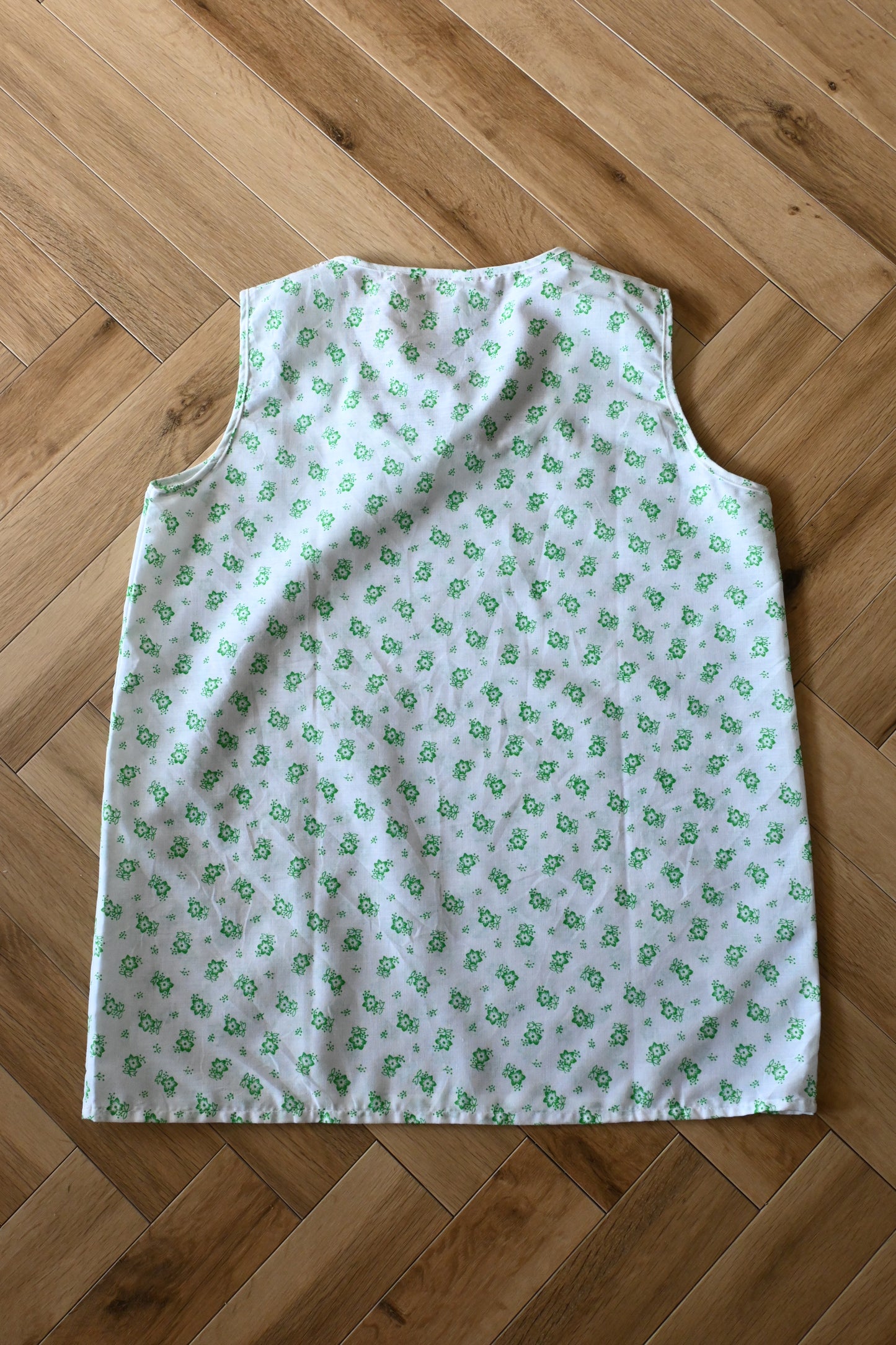 70's DEADSTOCK Floral print night wear set/WHITE×GREEN