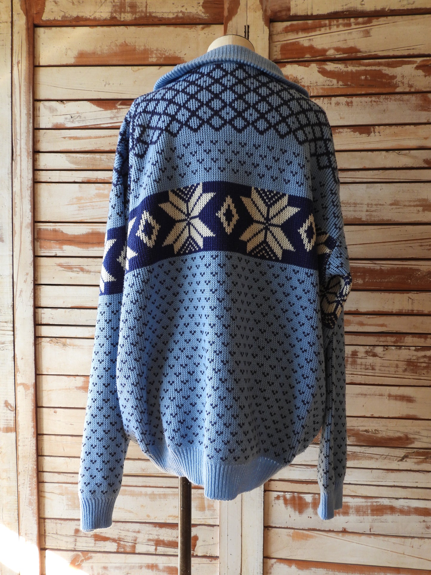 Nordic half zip knit/BLUE